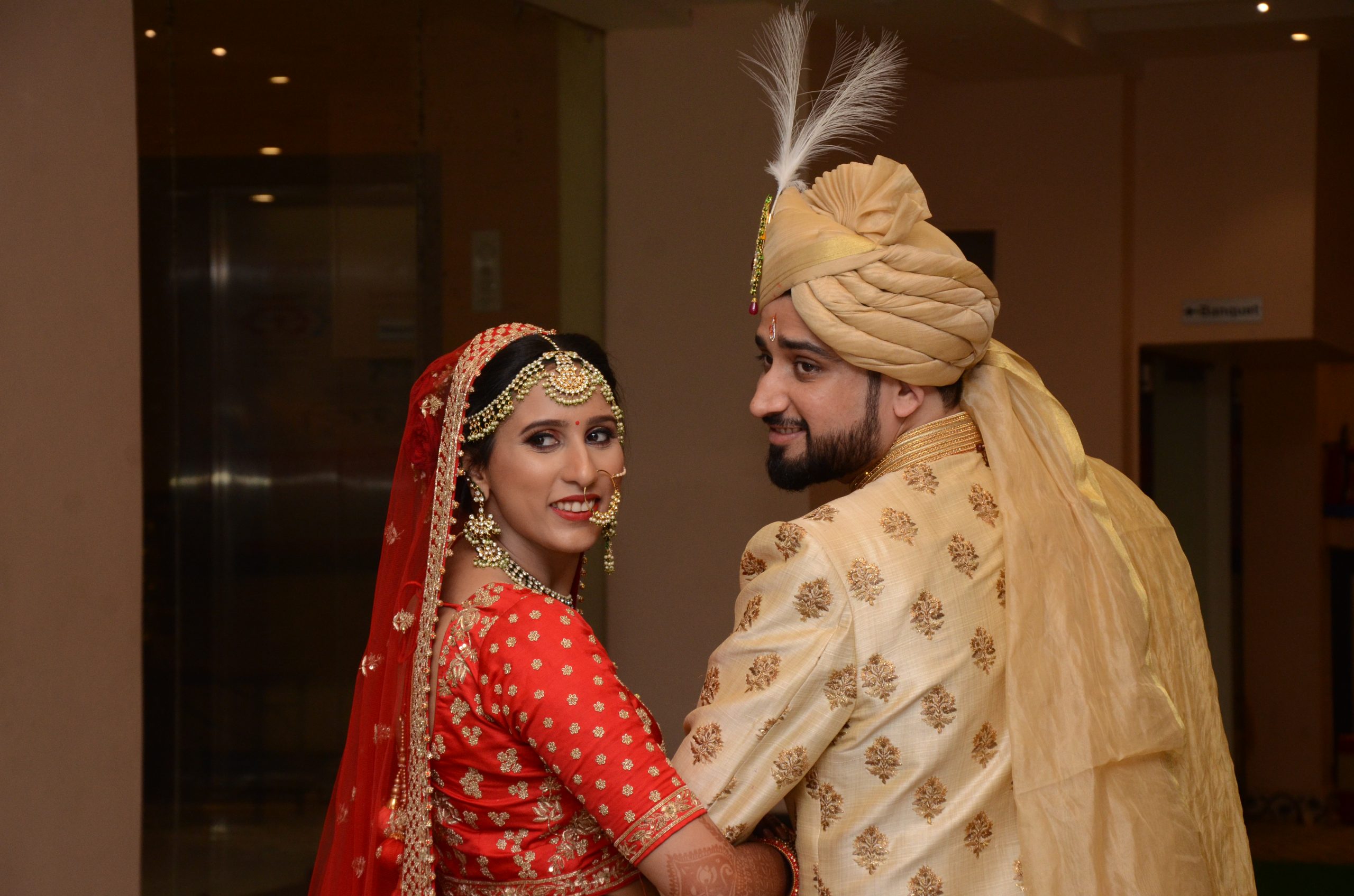 A happy Indian wedding couple