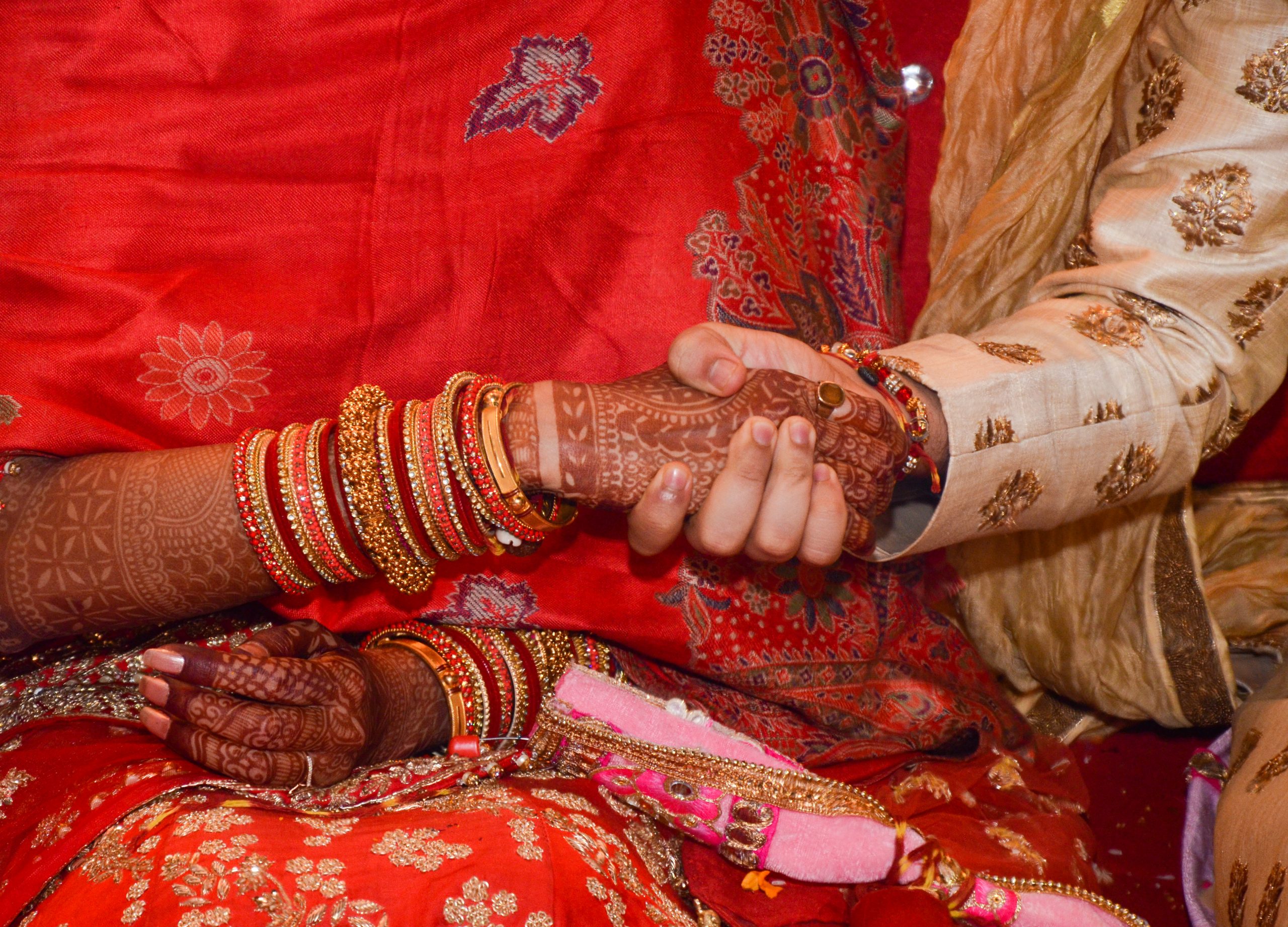 A wedding couple's hands