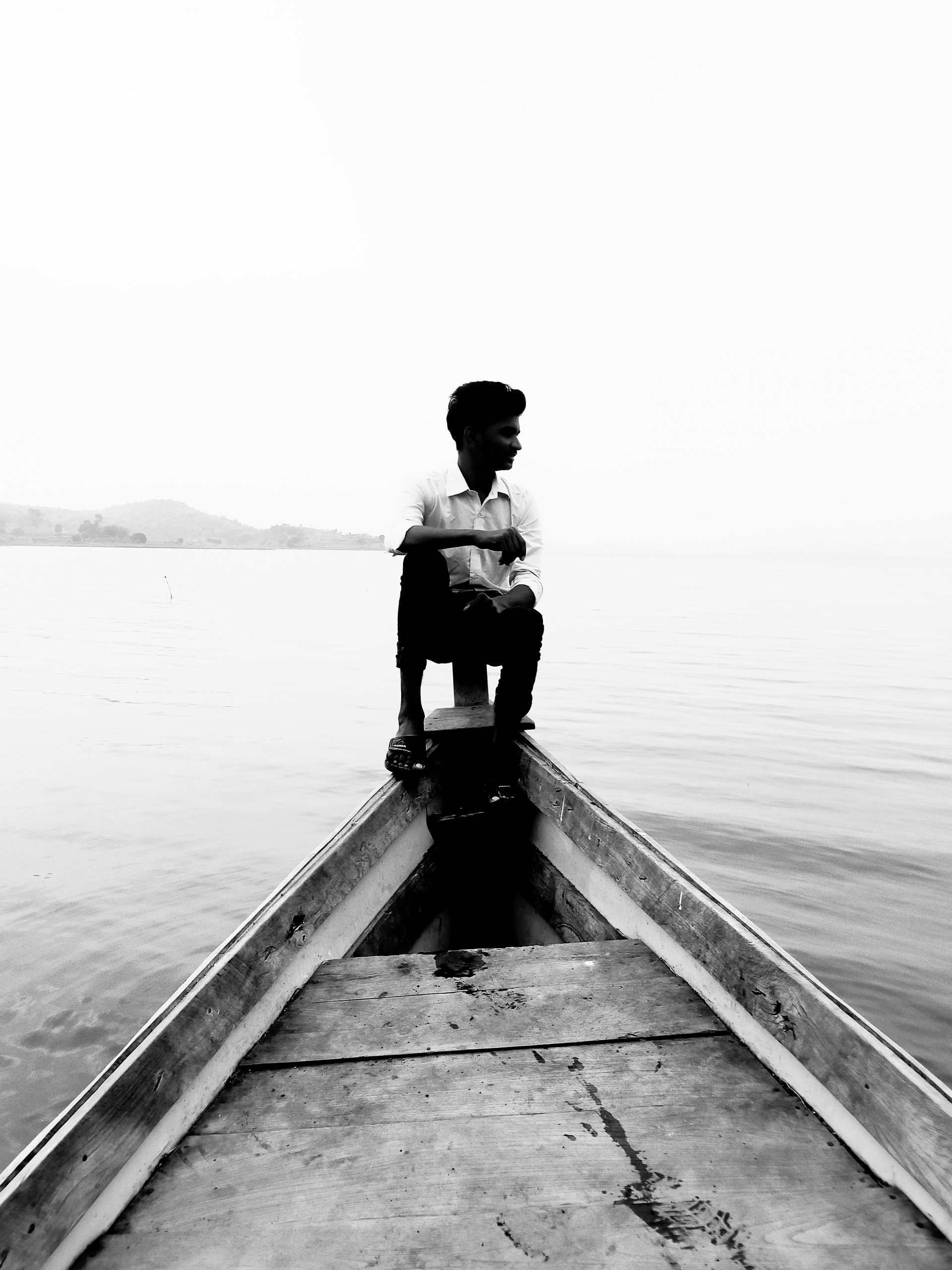 A young boy on a boat