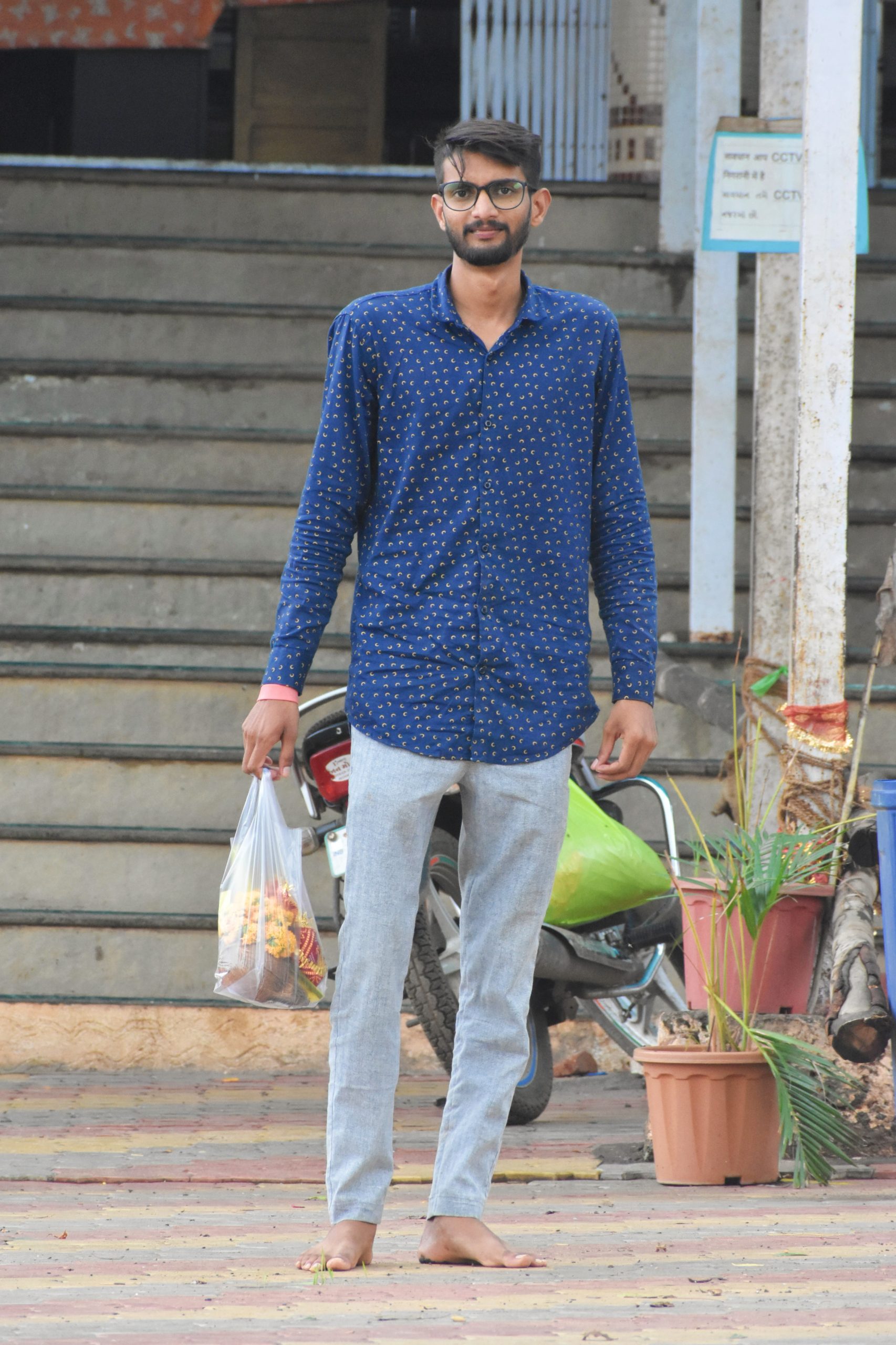 A boy with a carry bag