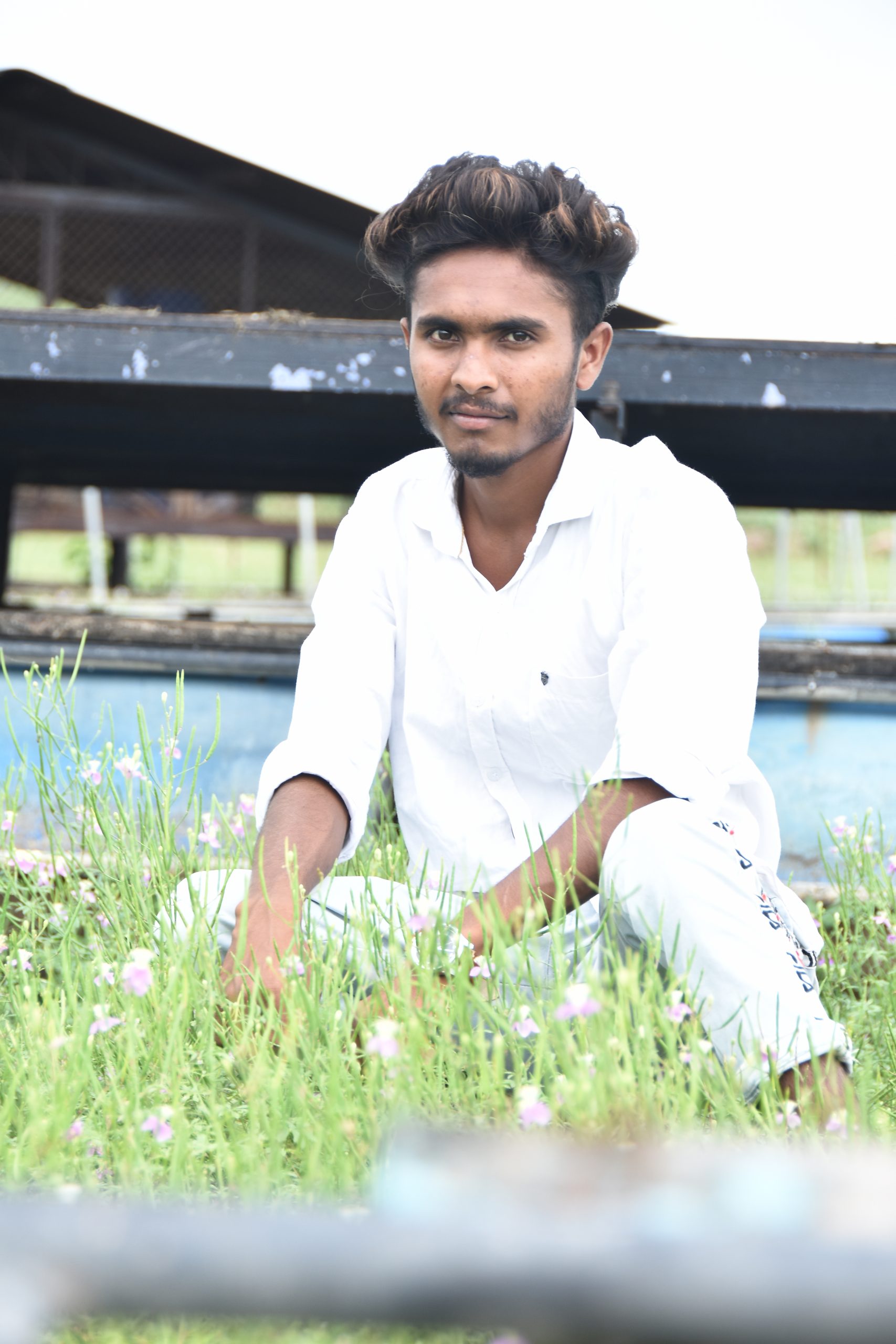 Boy posing in farm