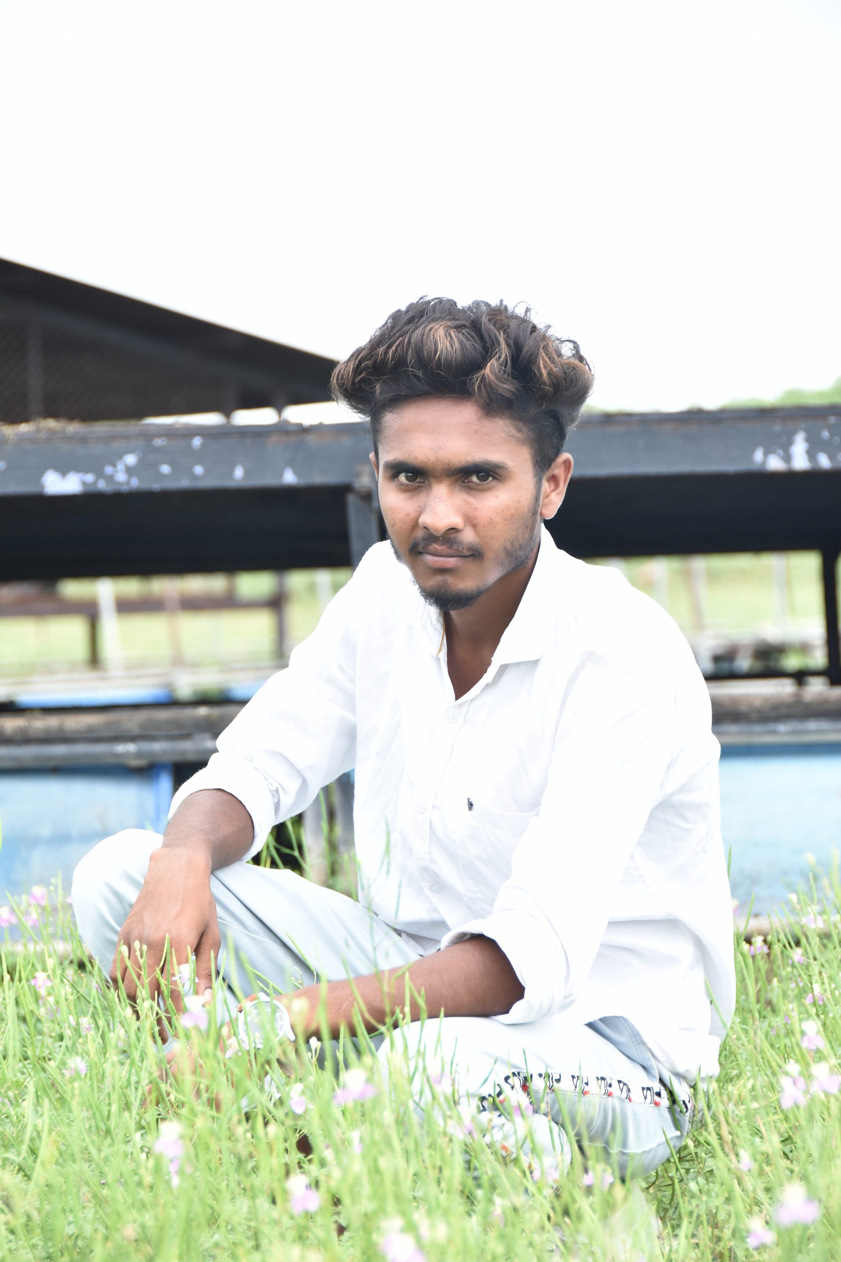 Boy posing in the farm