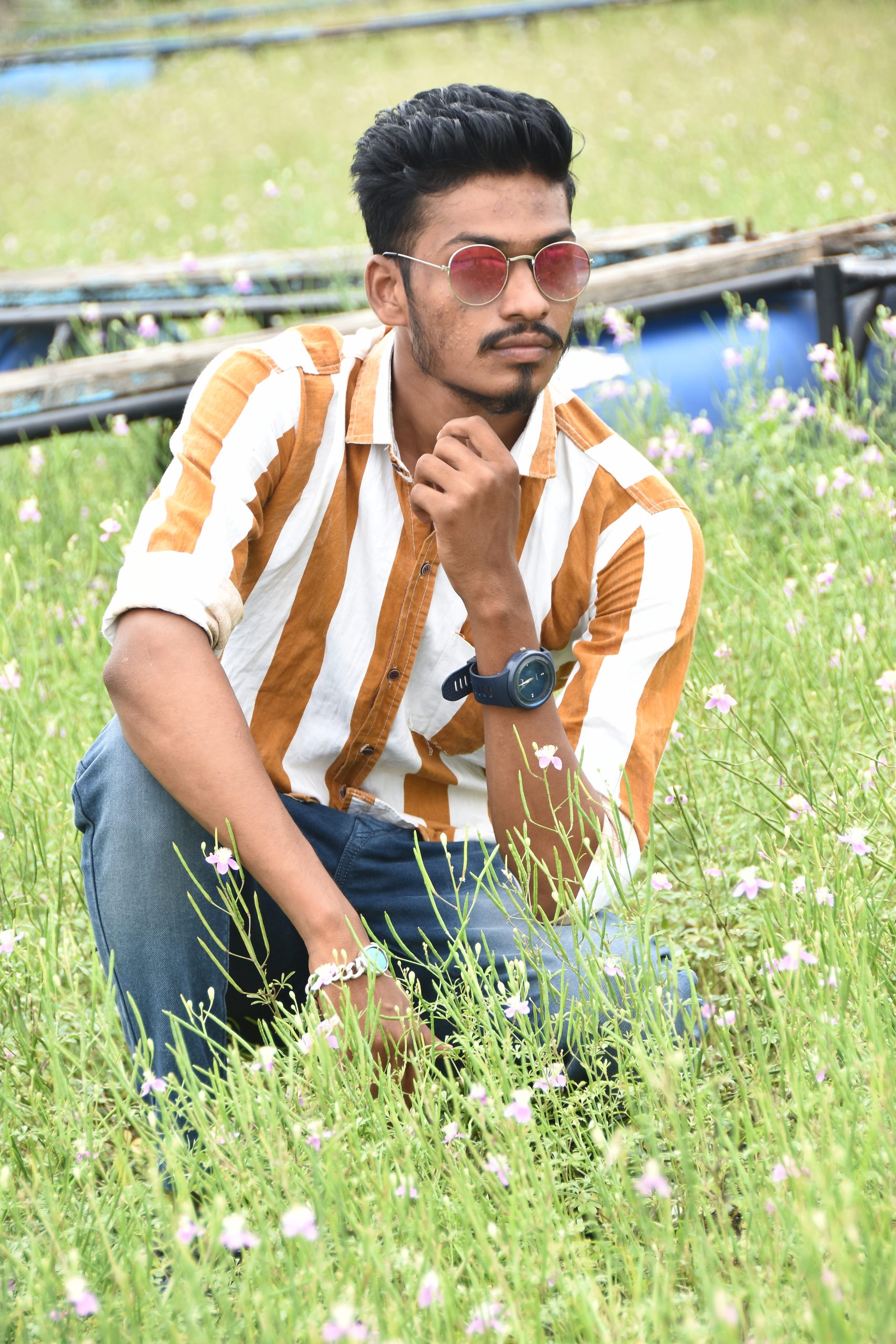 Boy posing in the farm