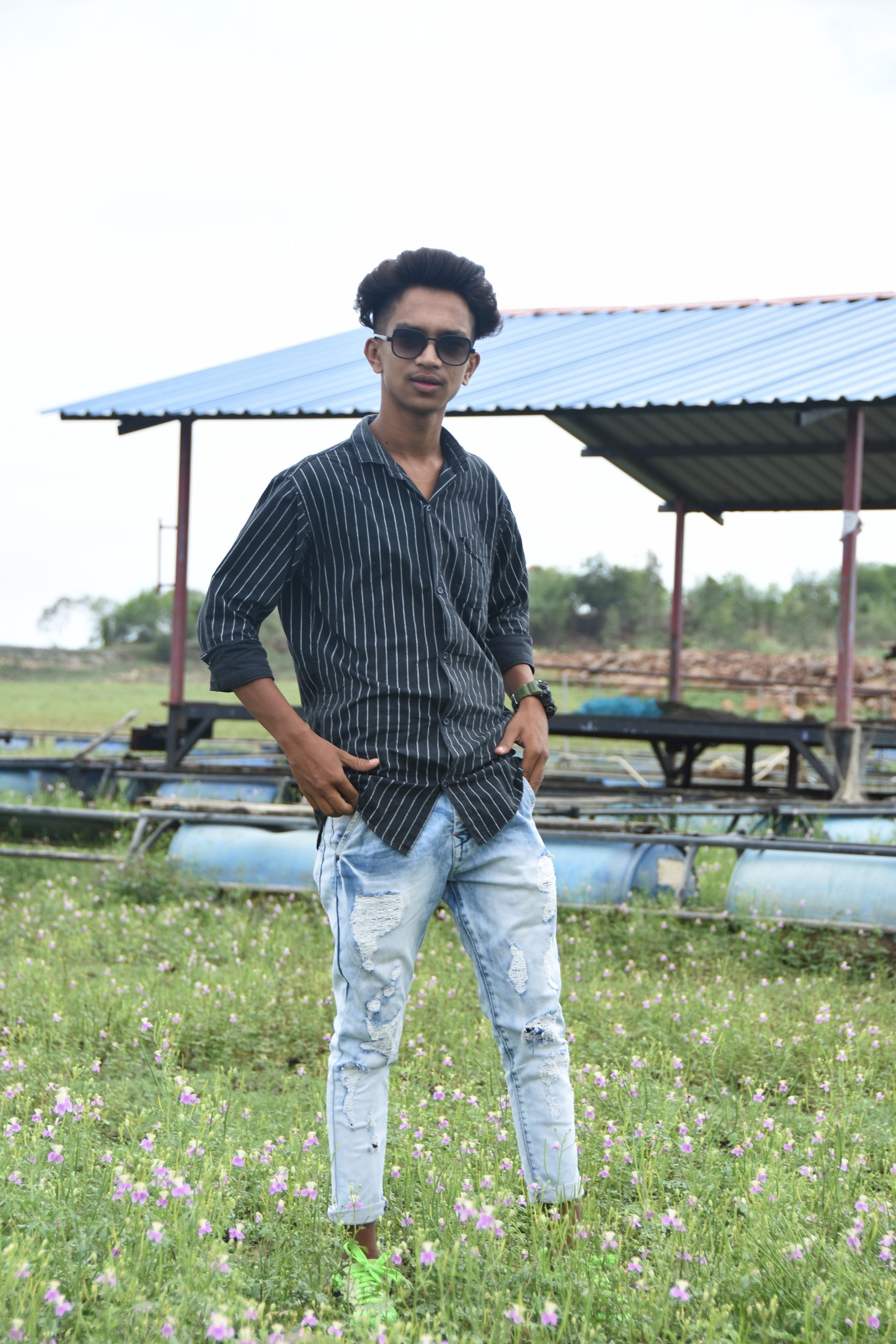 Boy posing in the farm