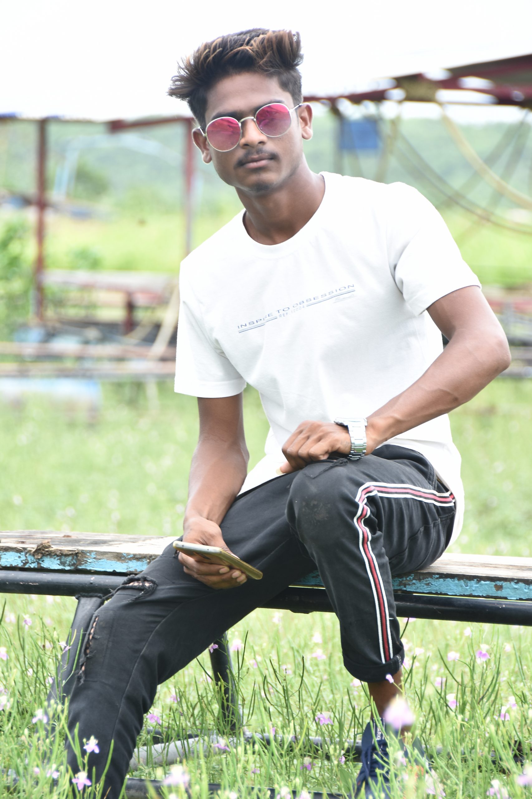 Boy posing in the farm