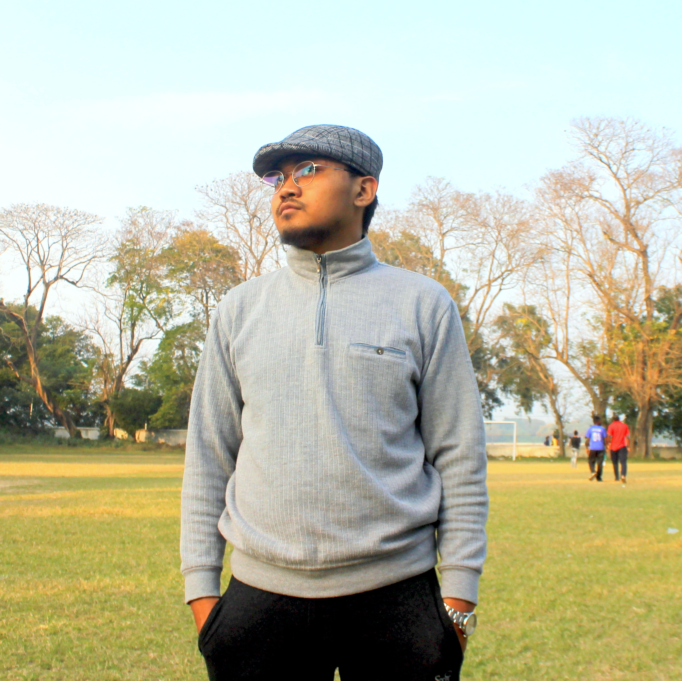 Boy posing in the ground