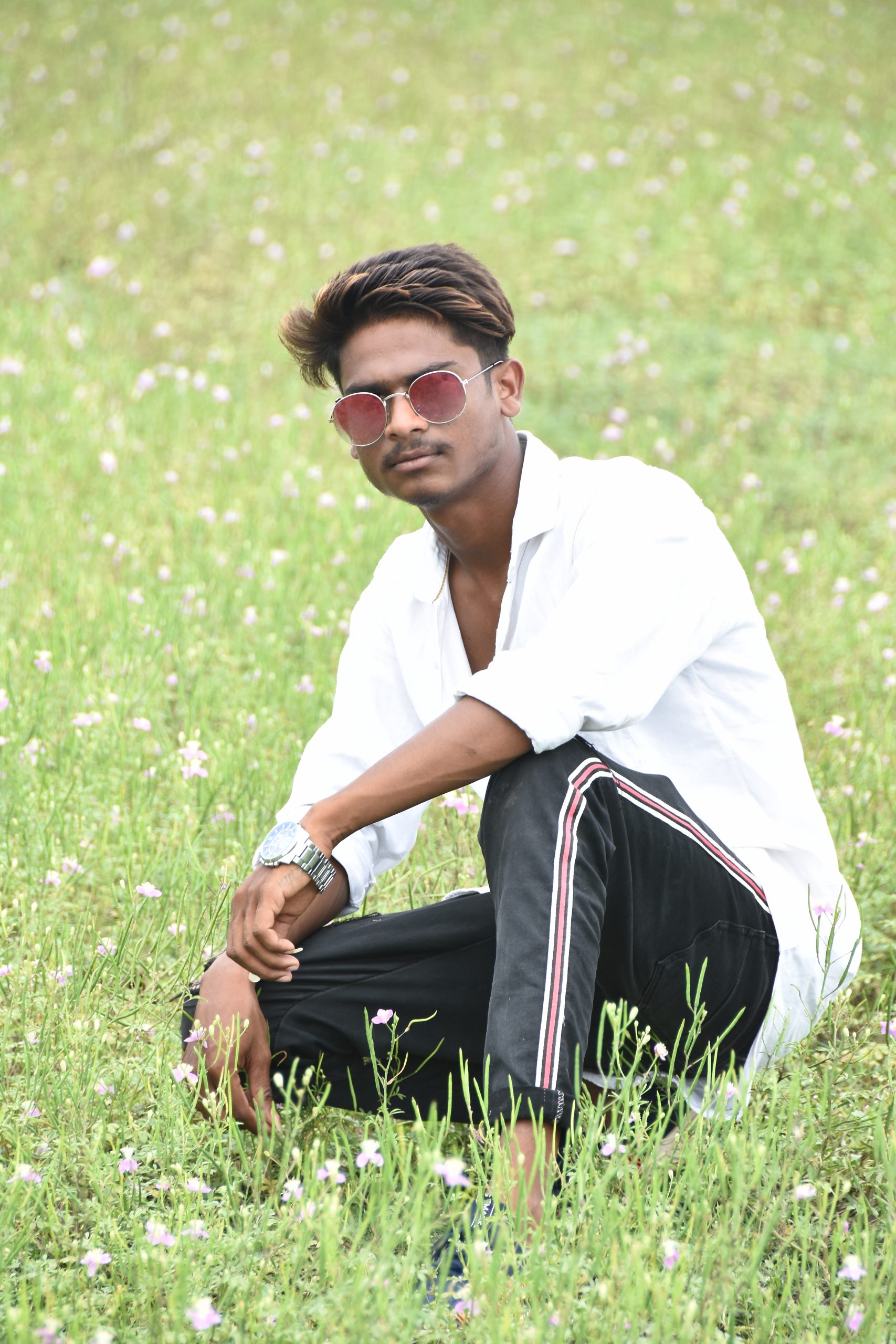 Boy posing in the farm