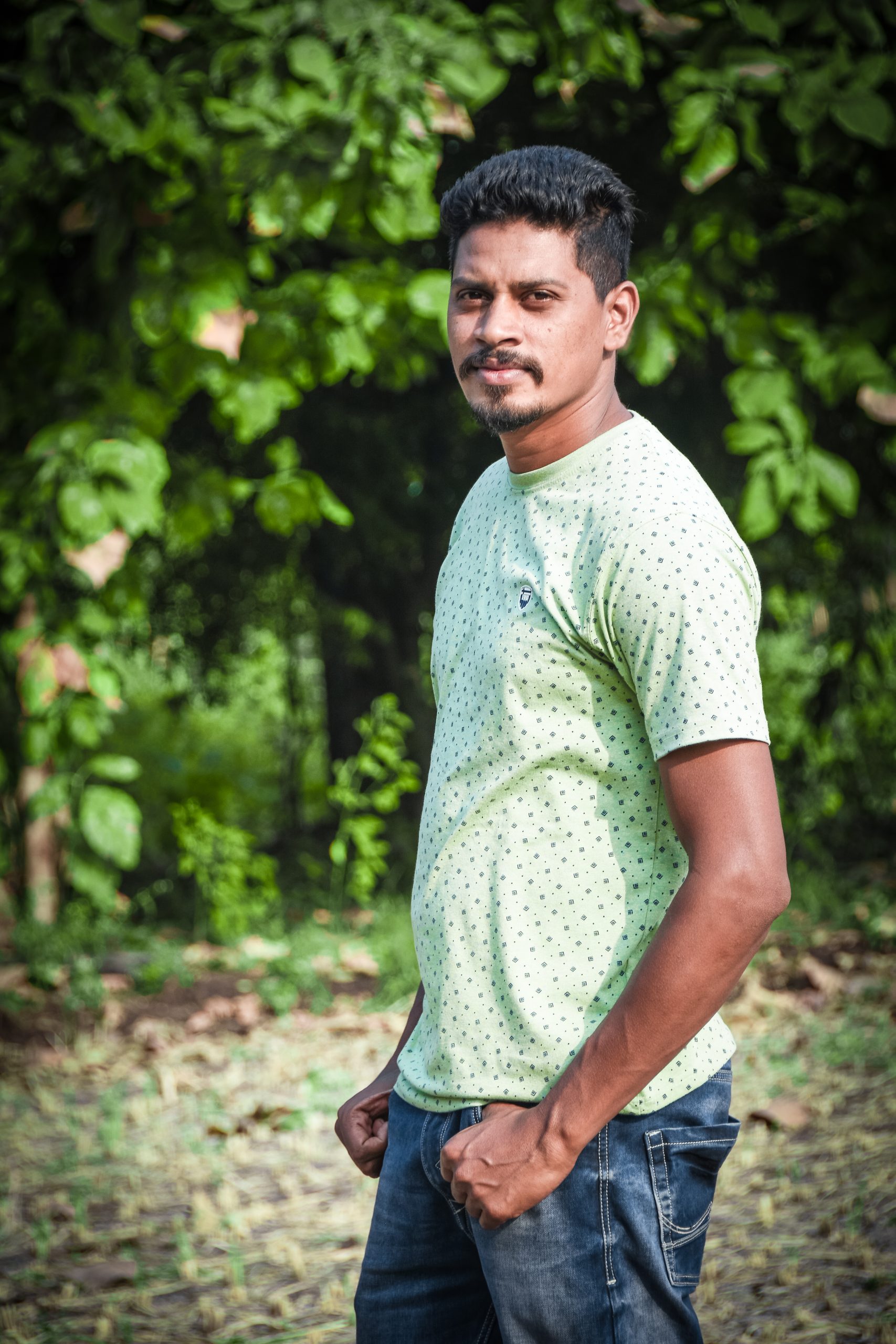 Man posing in the garden