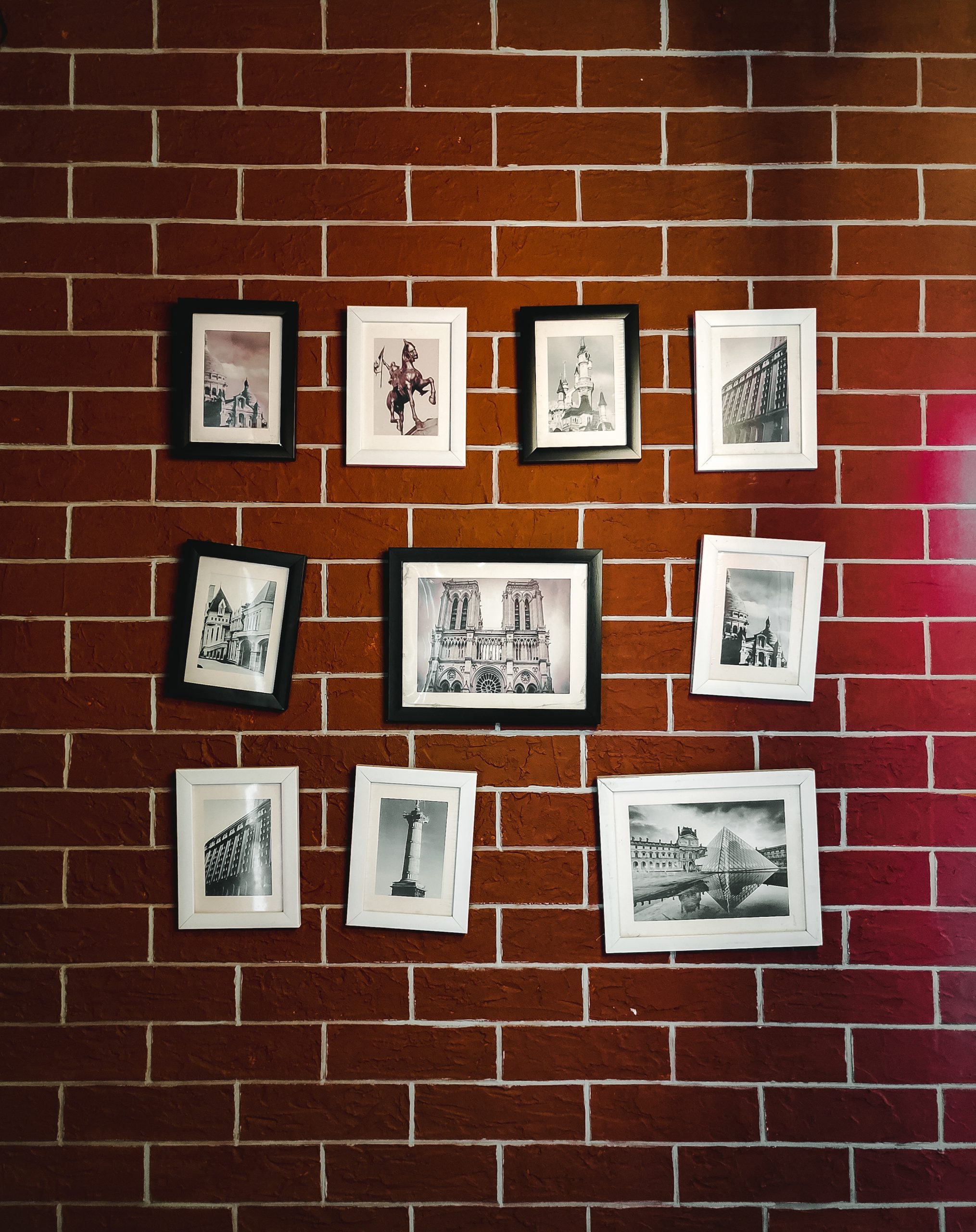 Photo frames hanging on a wall