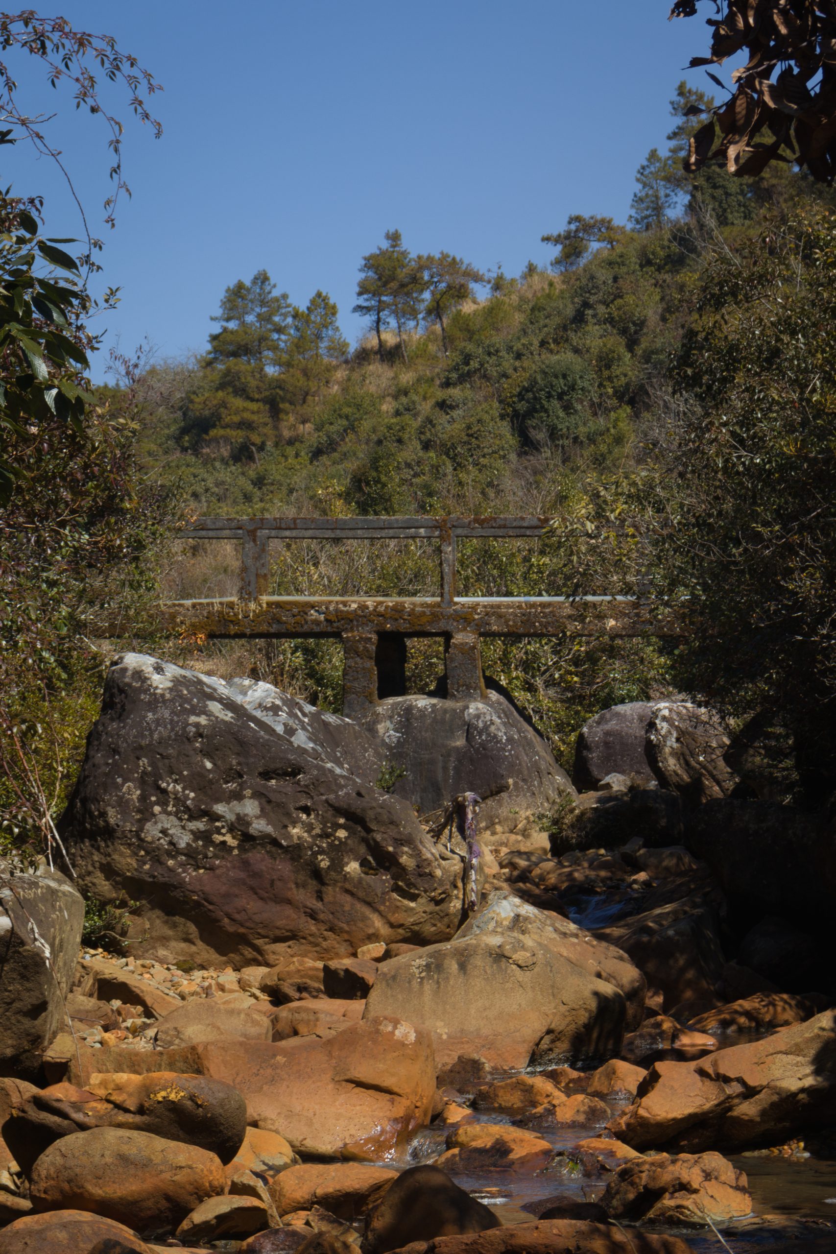 Rocks and an old bridge