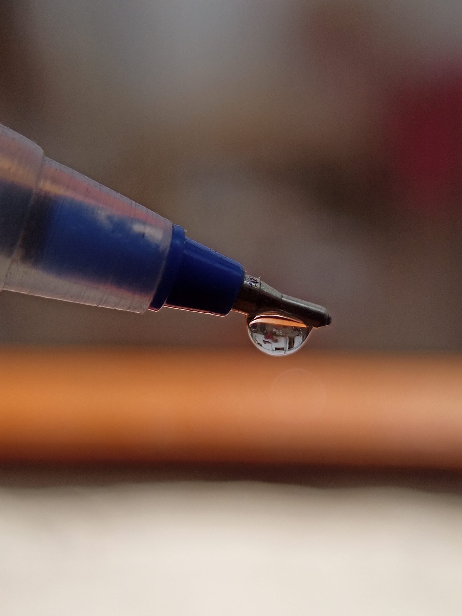 Waterdrop on pen nib