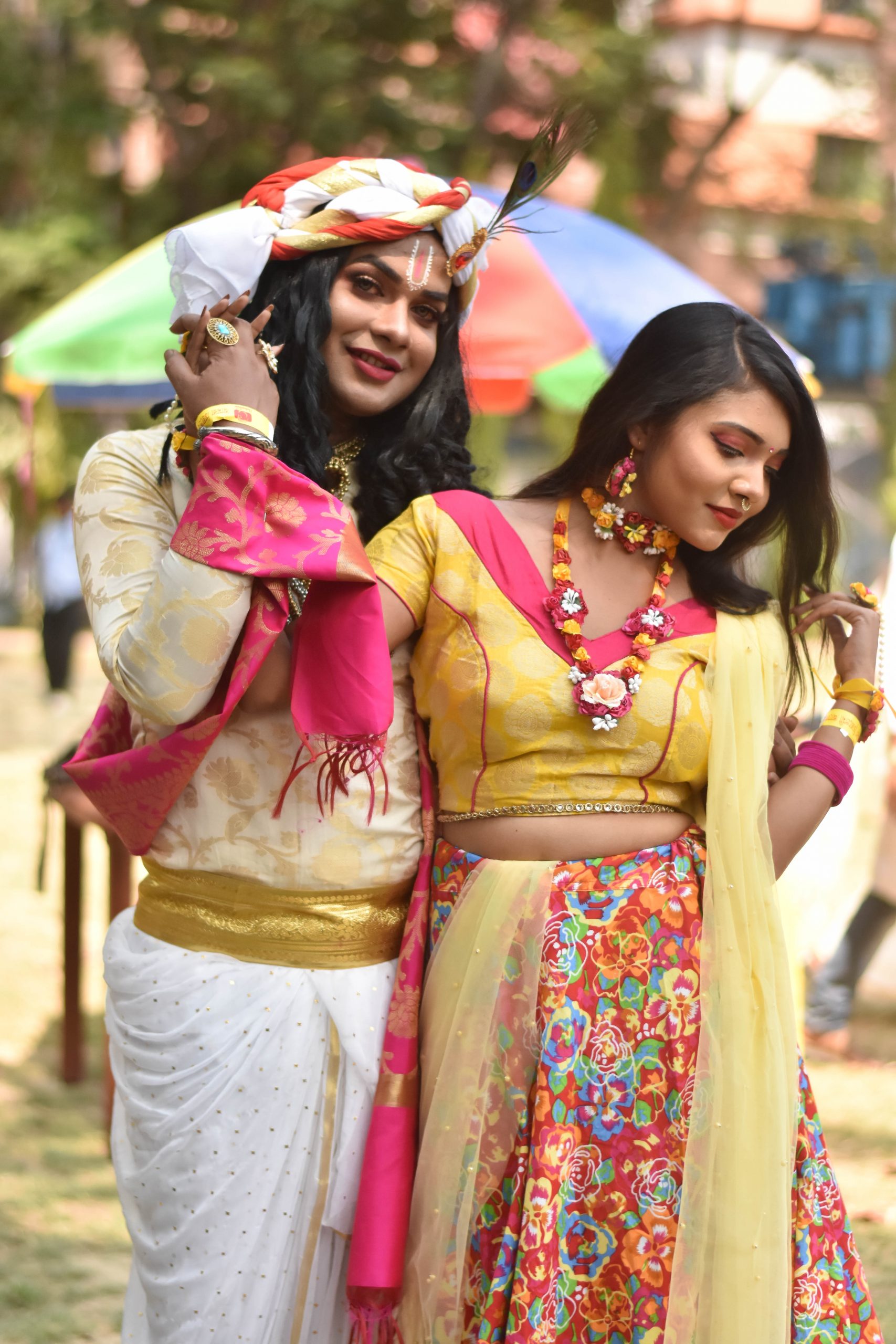 People in Radha-Krishna costume