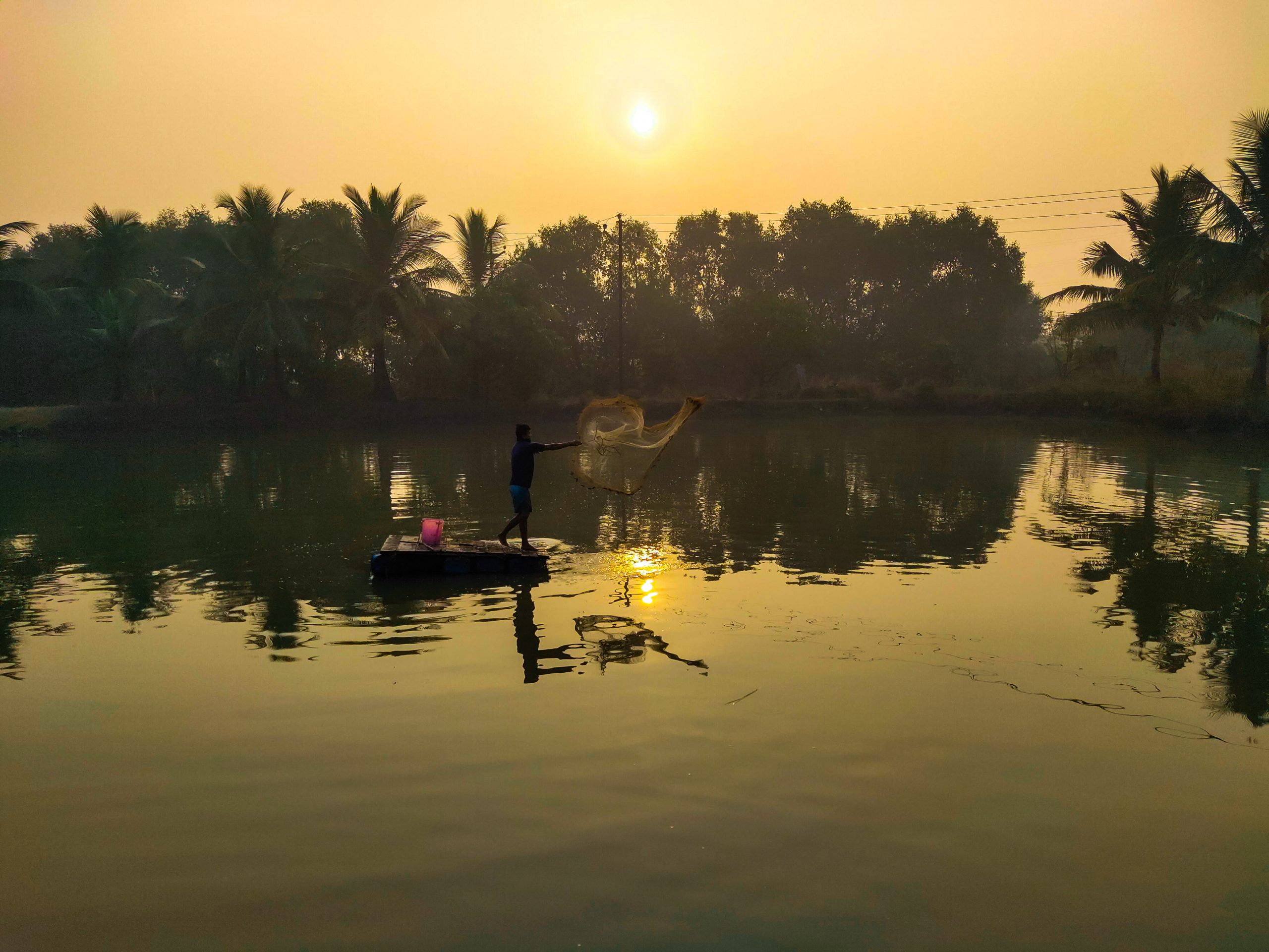 A Man fishing in lake
