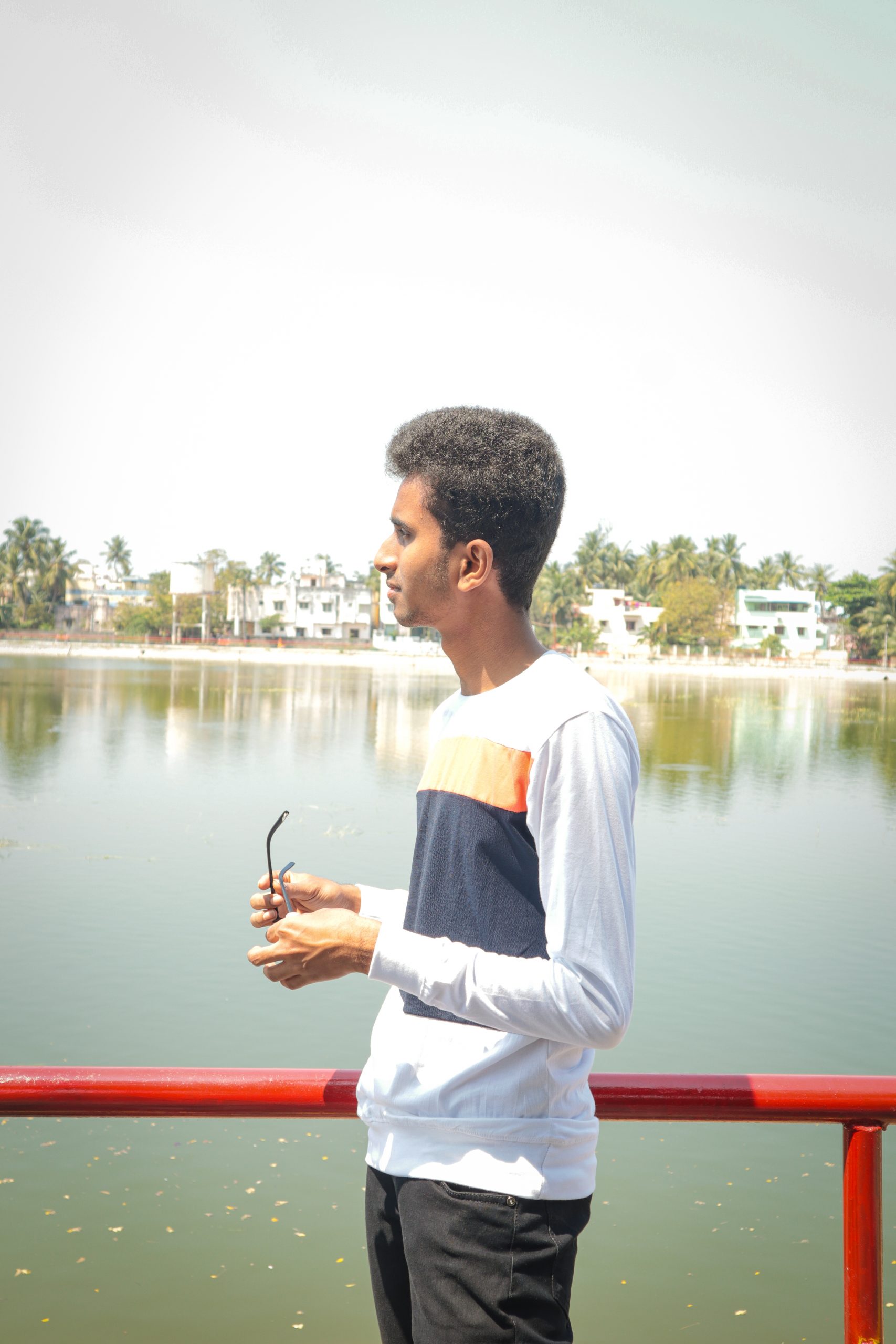 A boy near a lake
