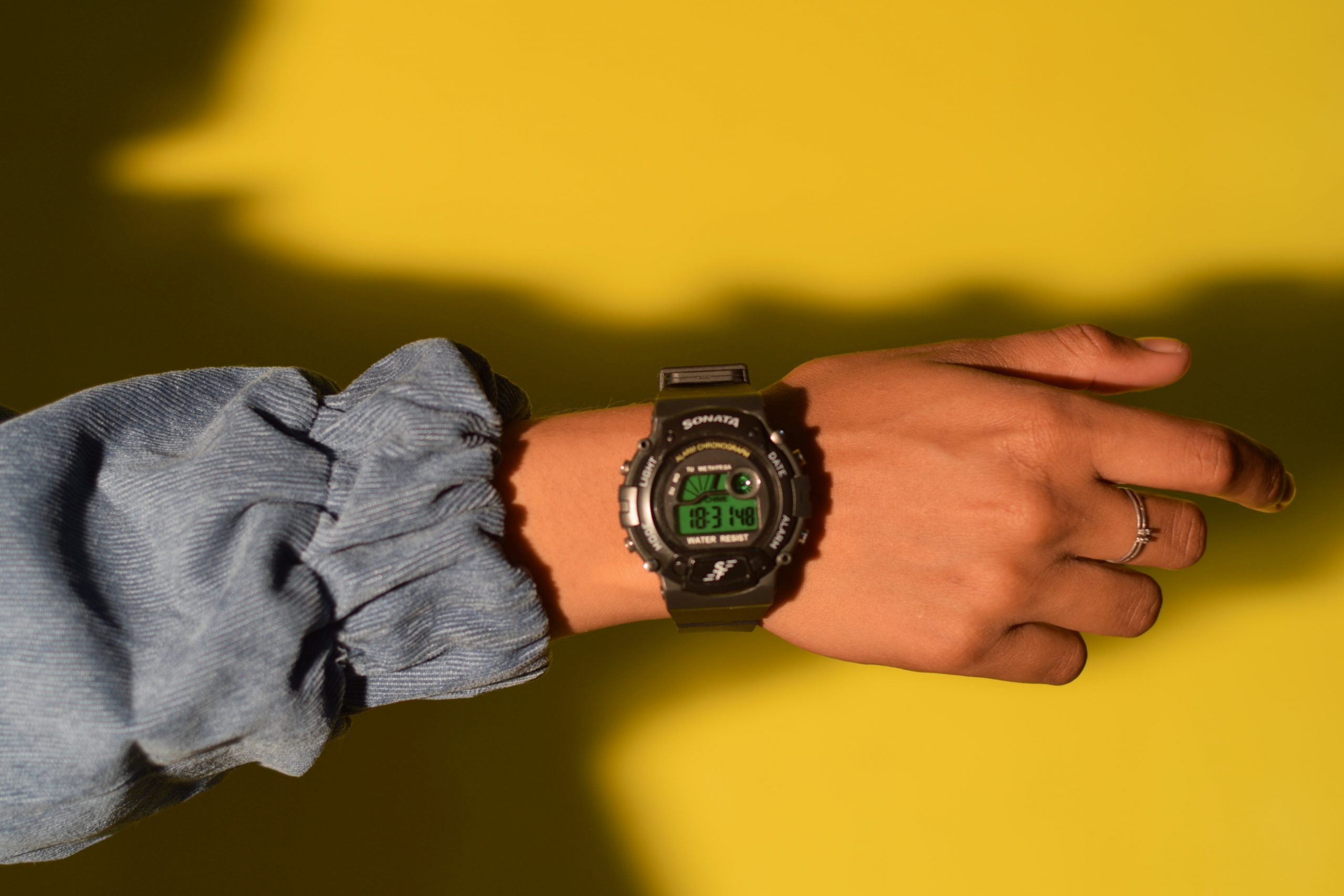 A digital wrist watch