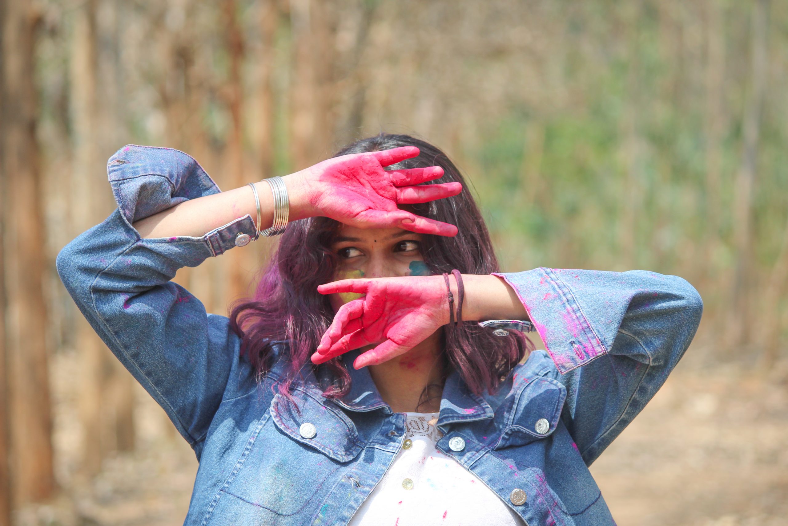 A girl celebrating Holi festival