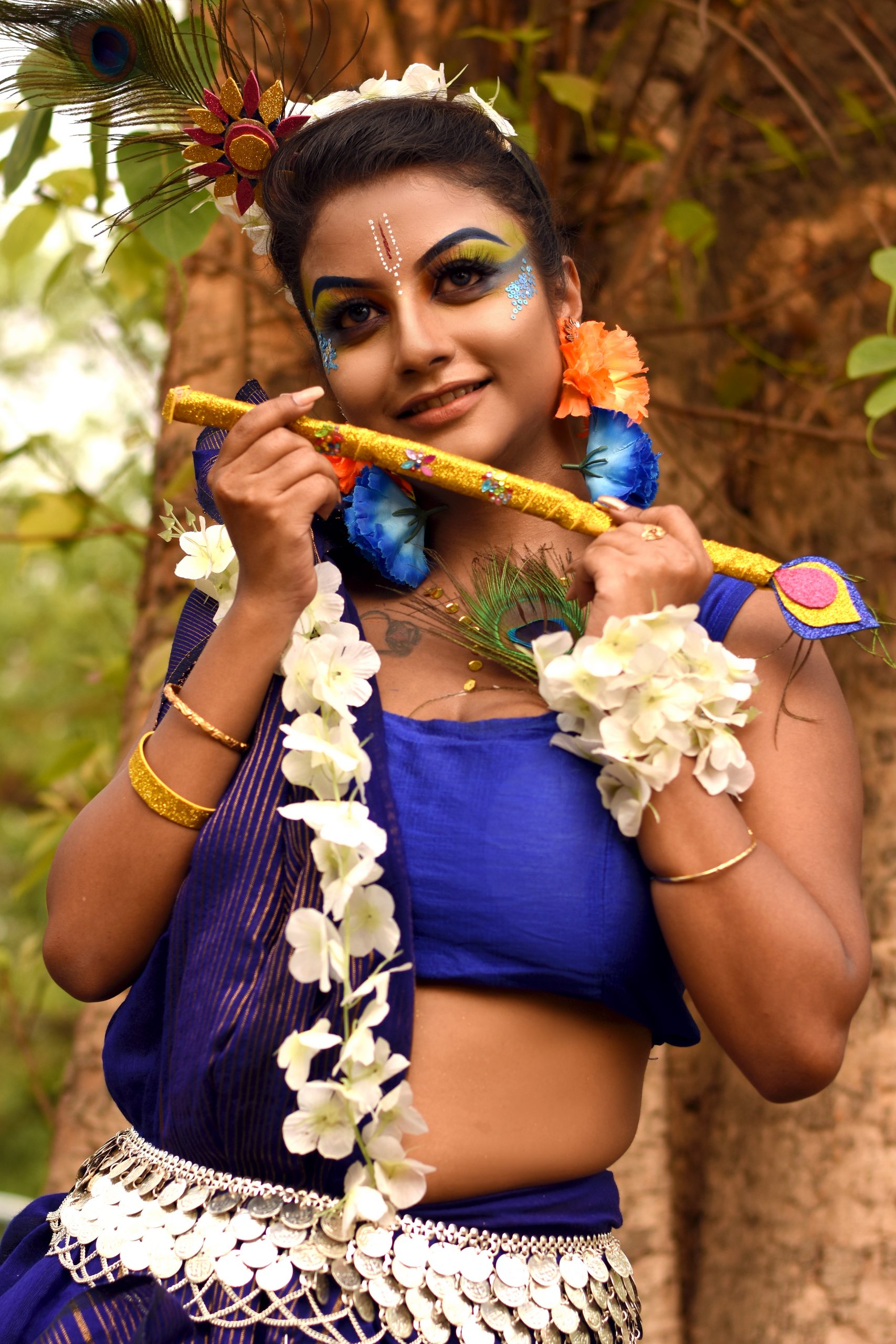 A girl in Lord Krishna getup