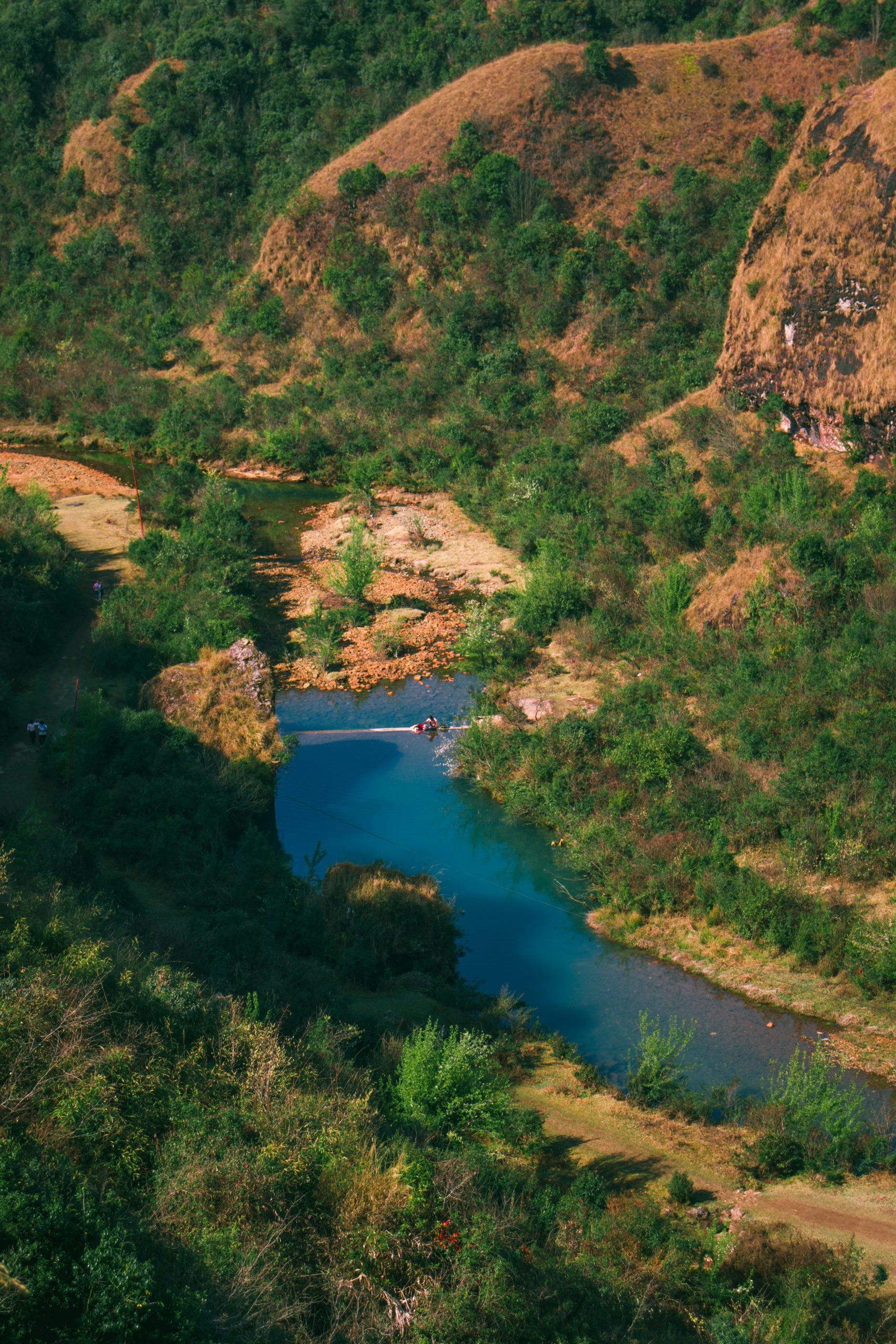 A river under mountains