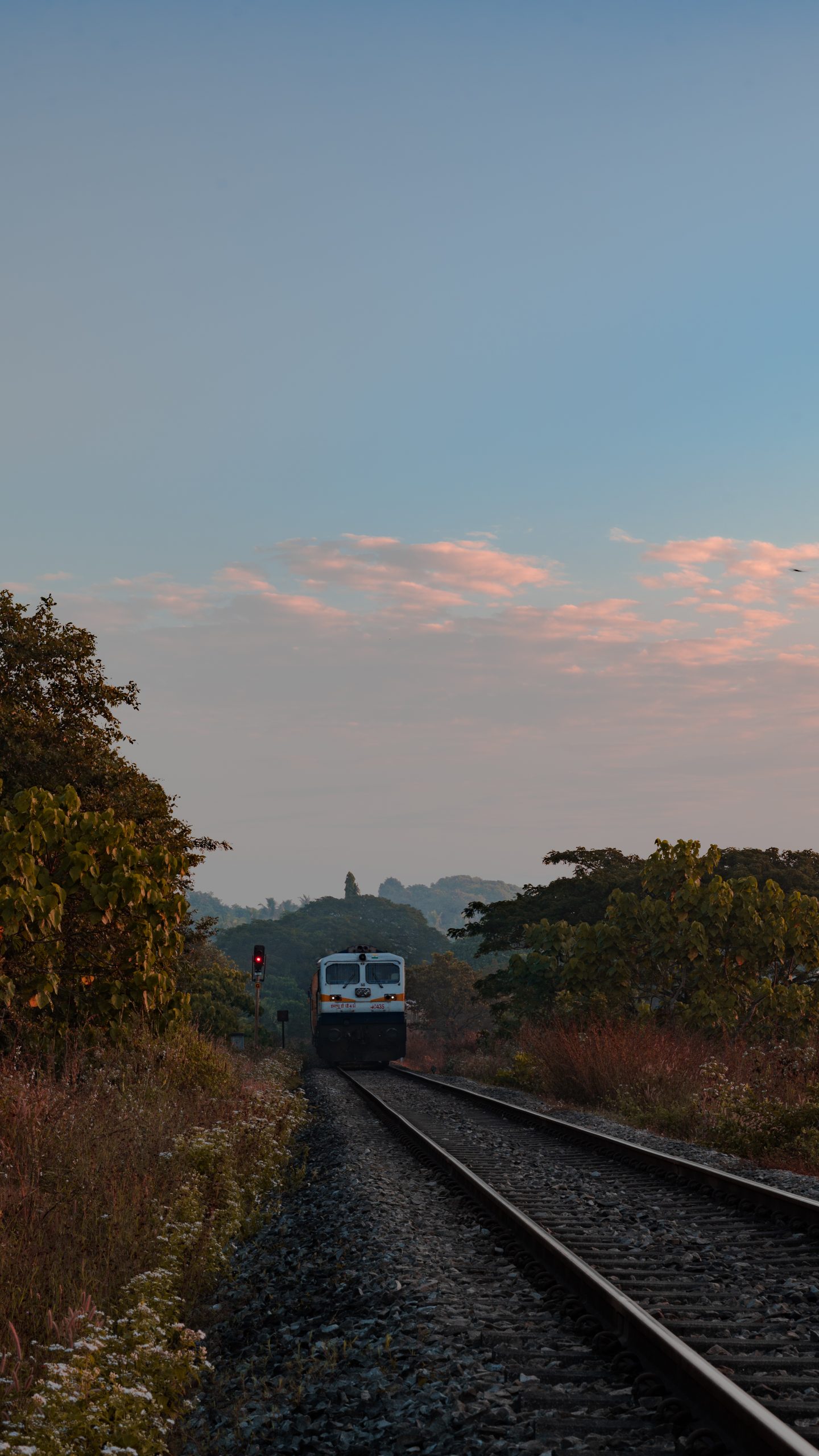 A train on a railway track
