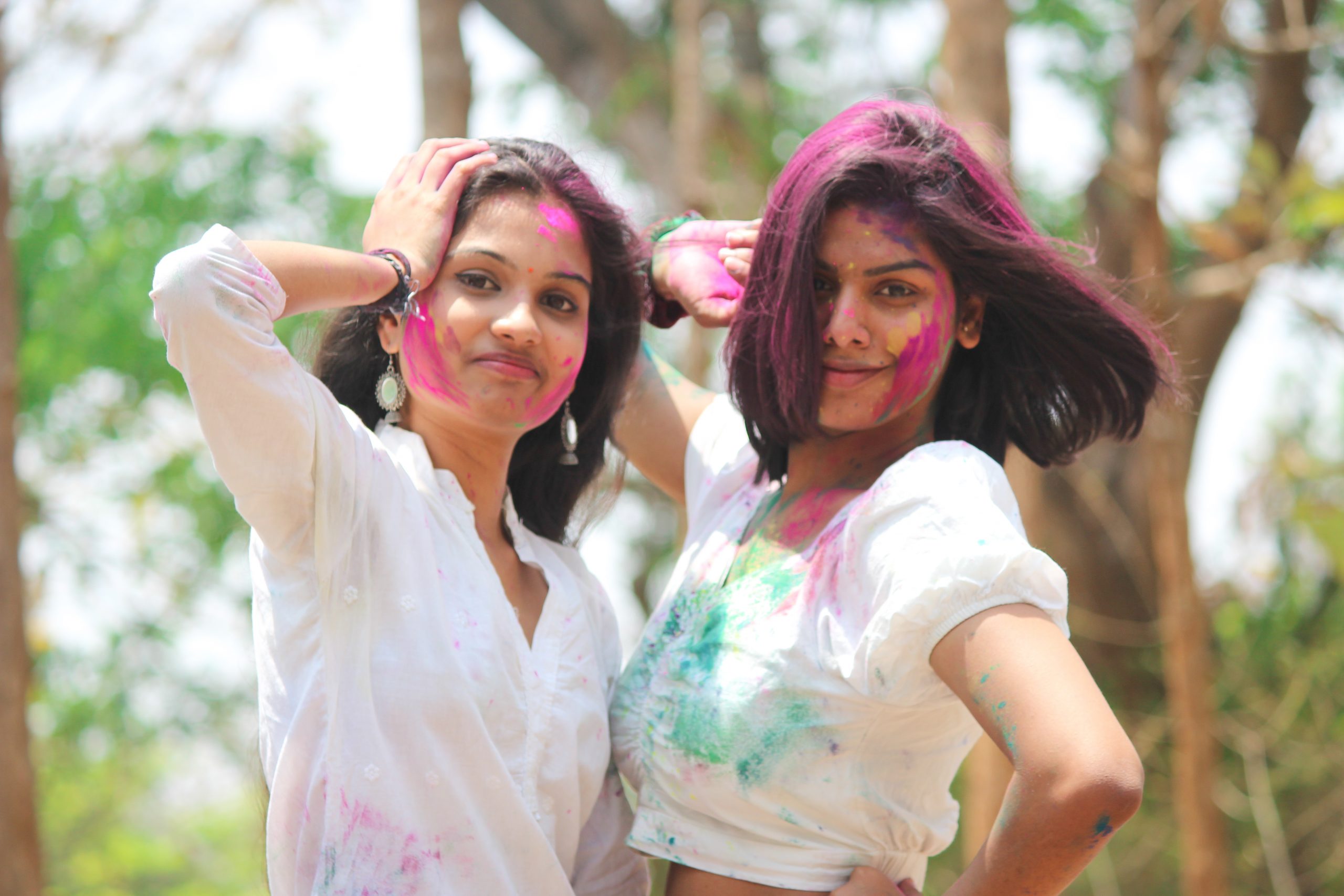 Girls celebrating Holi festival