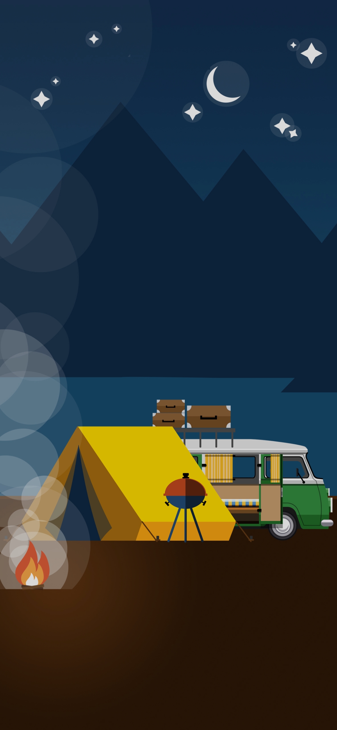 Illustration of a night camping