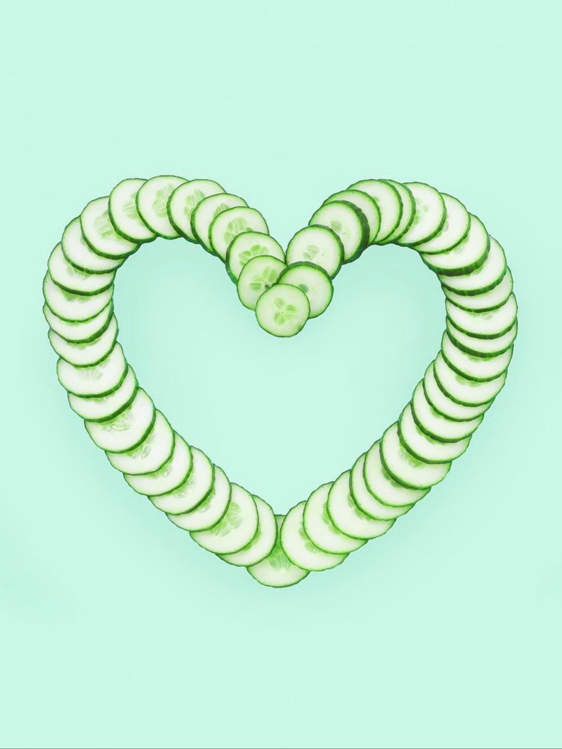 Heart shape created by cucumber