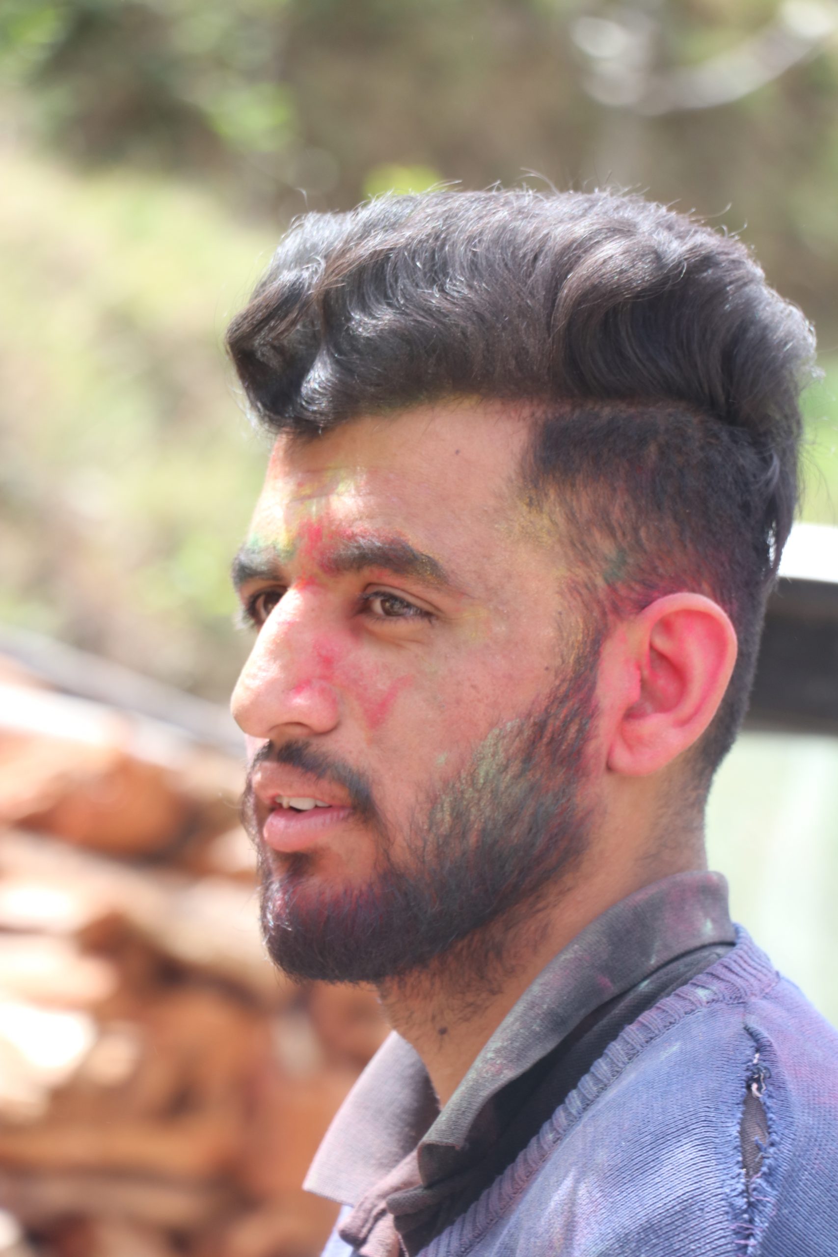 Holi colors on Boy's face