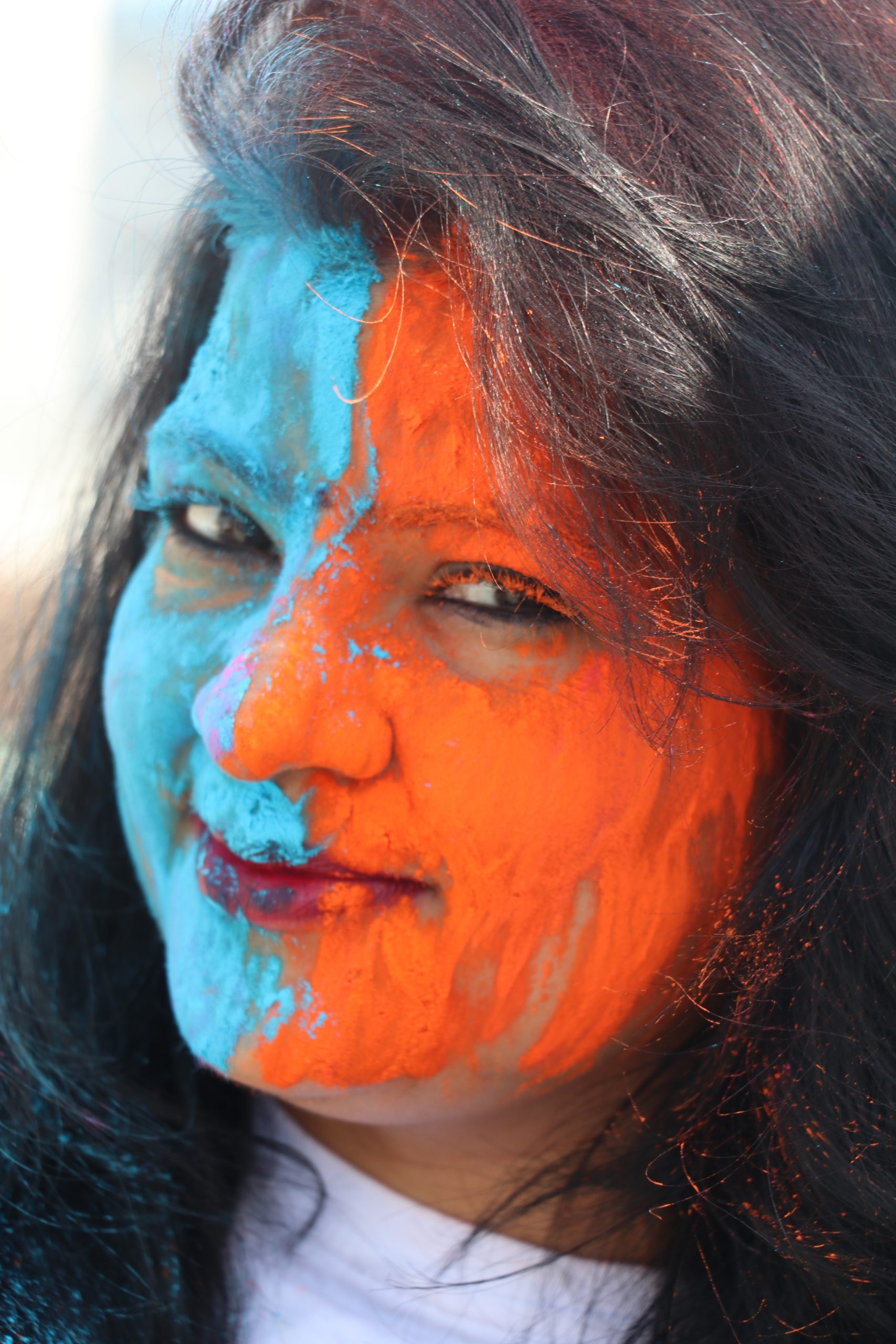 Holi colors on Girl's face
