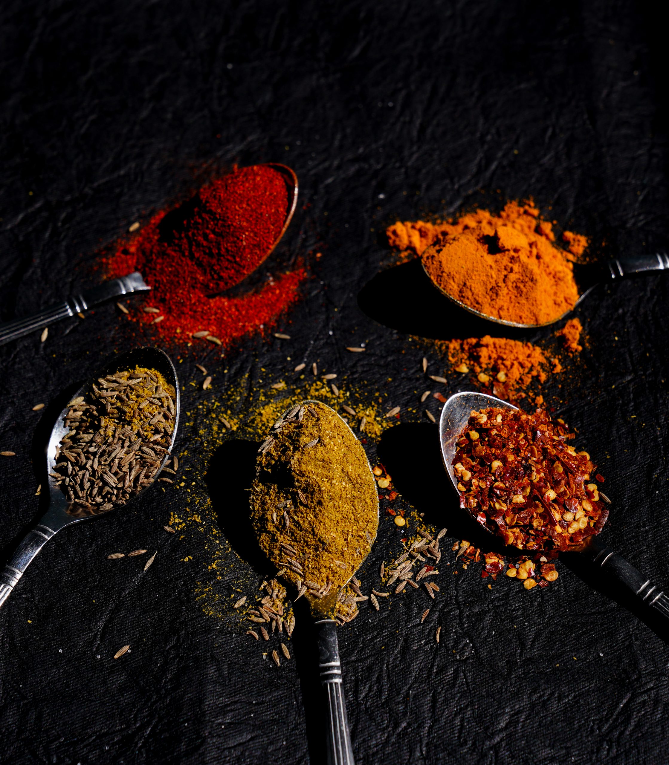 Indian Spices in spoons