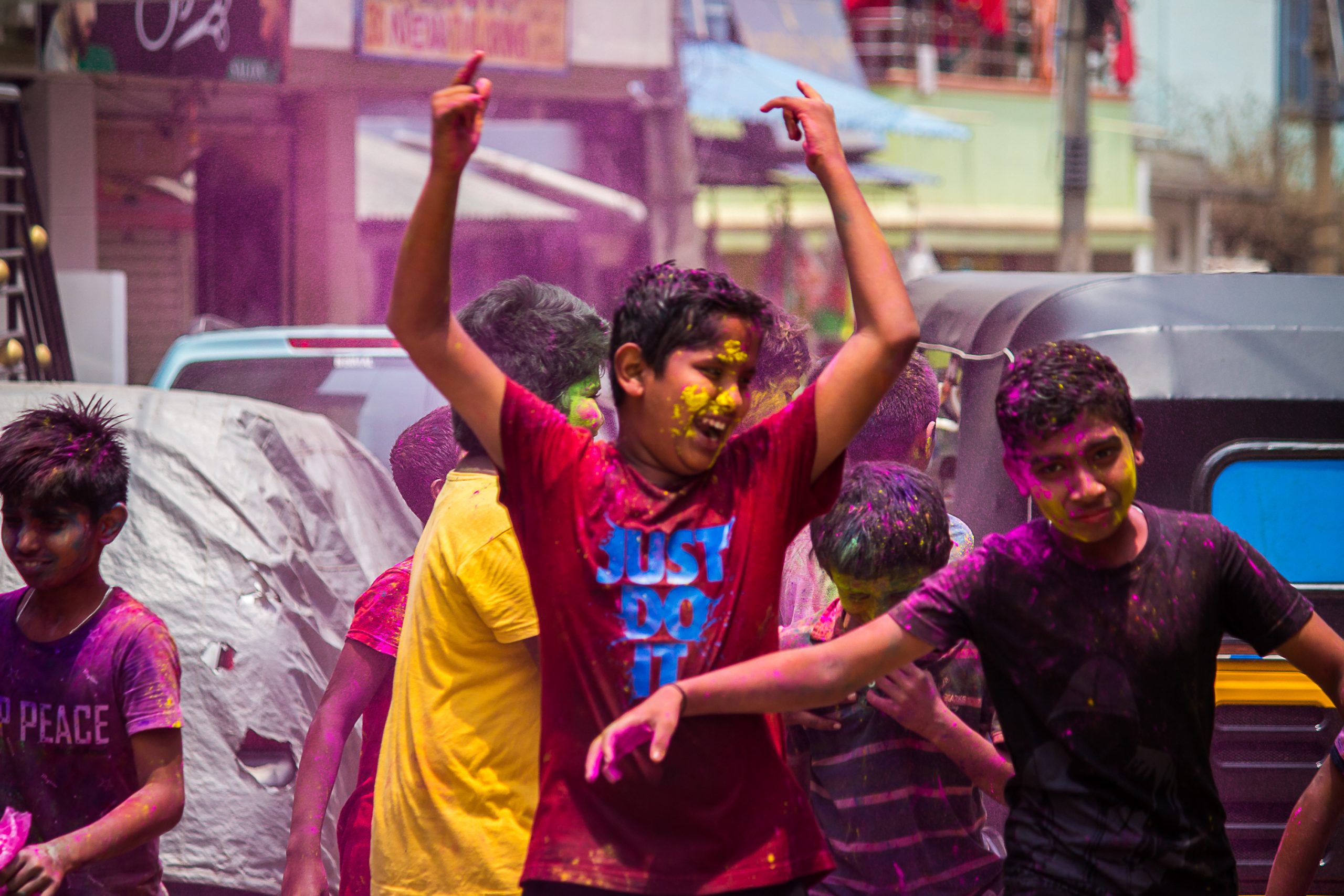 Kids celebrating holi festival
