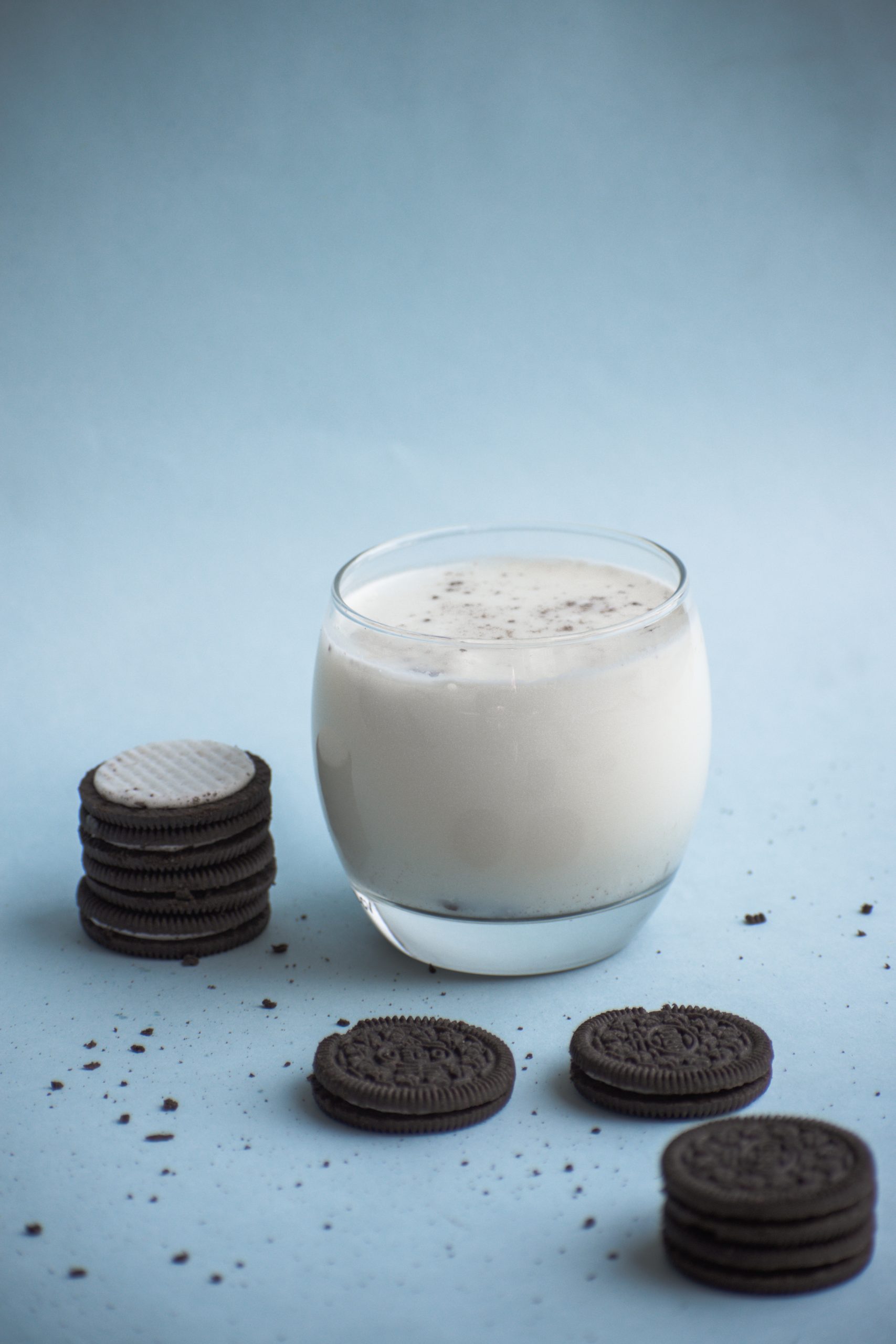 Milk in the glass and Oreo biscuits