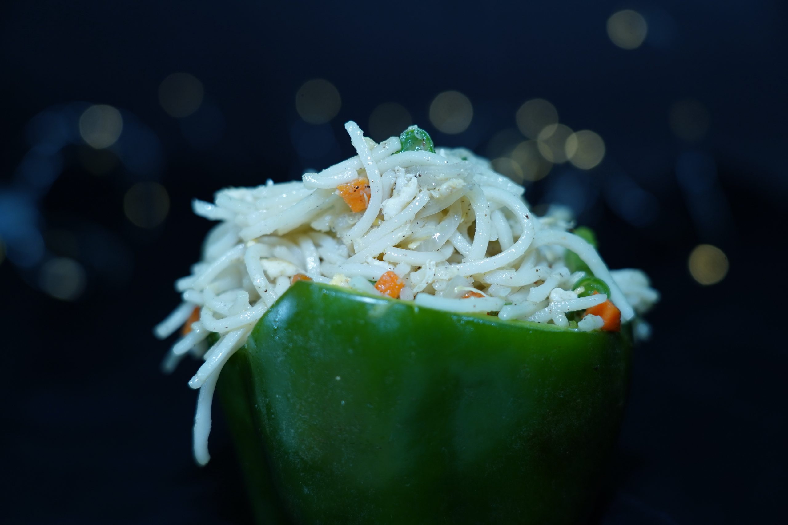 Noodles presented in the capsicum