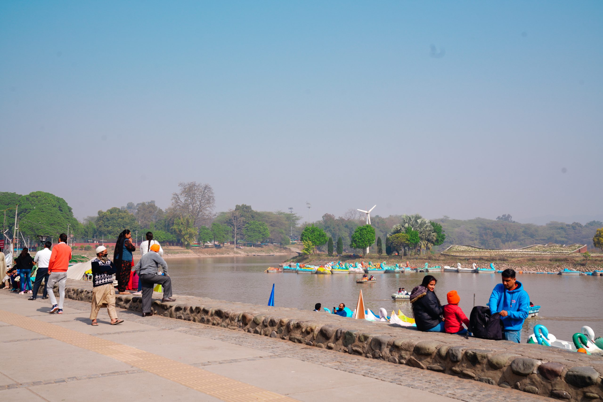 Tourists at Sukhna lake shore