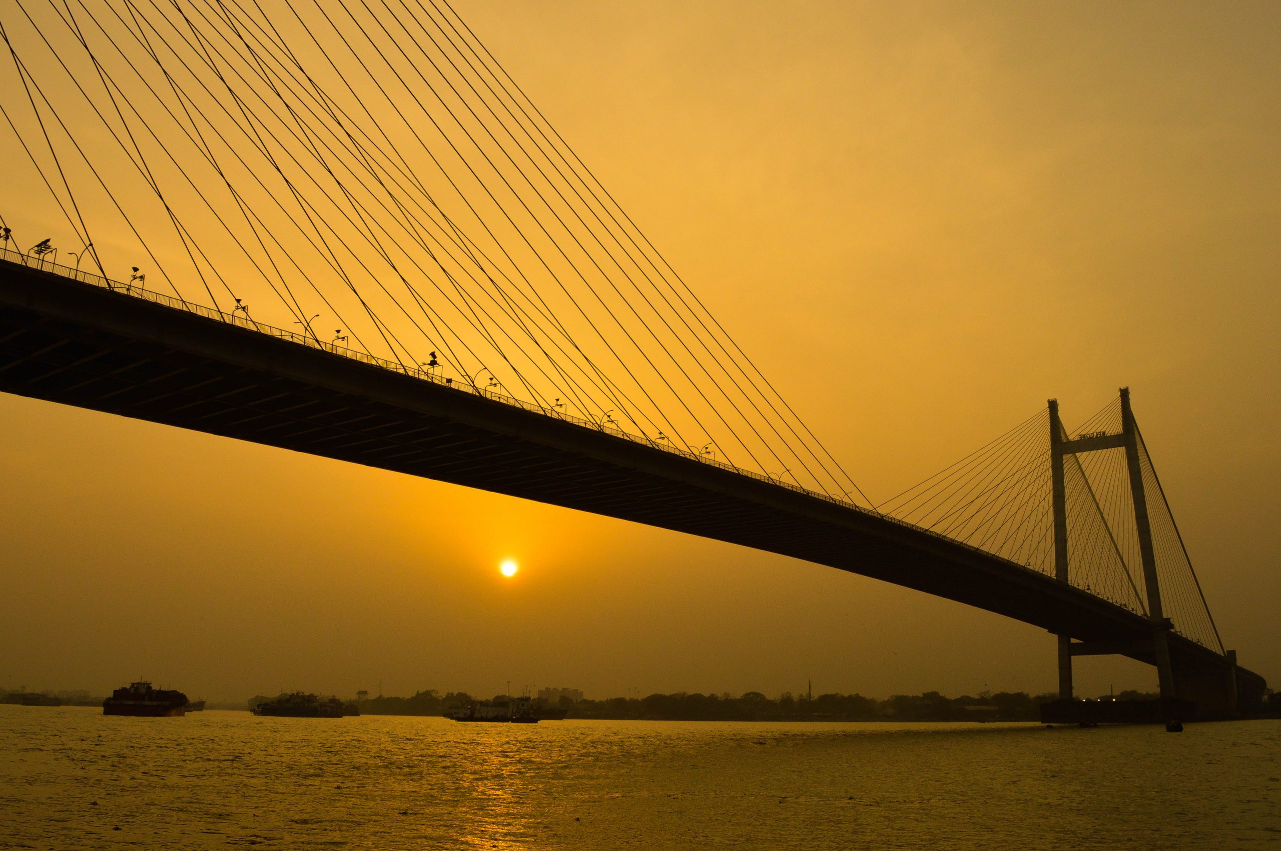 Vidhyasgar bridge and sunset in background