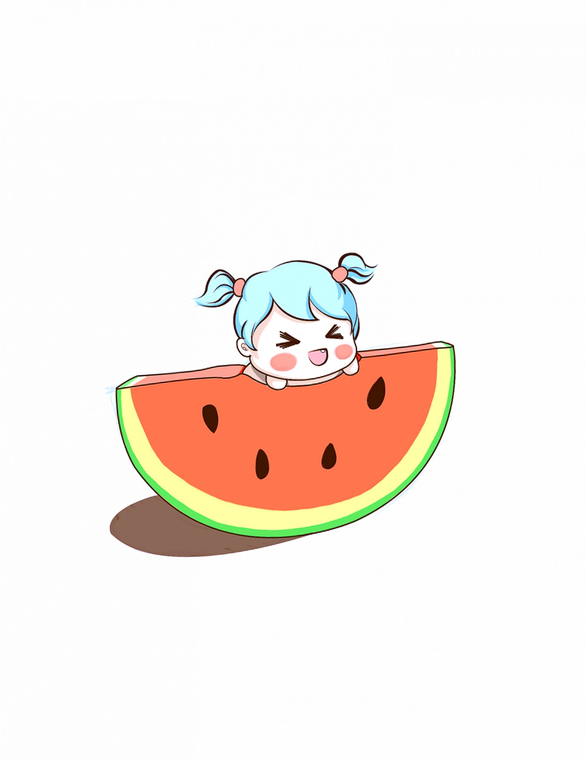 A kid eating watermelon