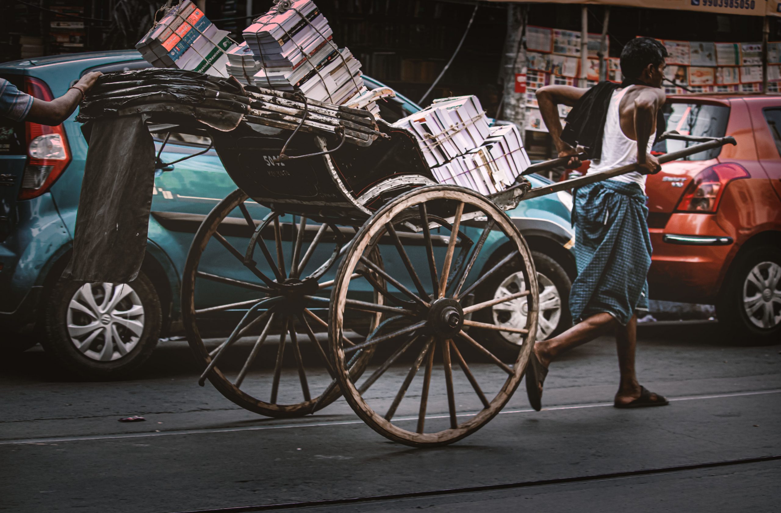 A Pulled rickshaw