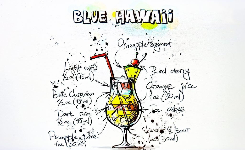 Cocktail drink Blue Hawaii Illustration - PixaHive