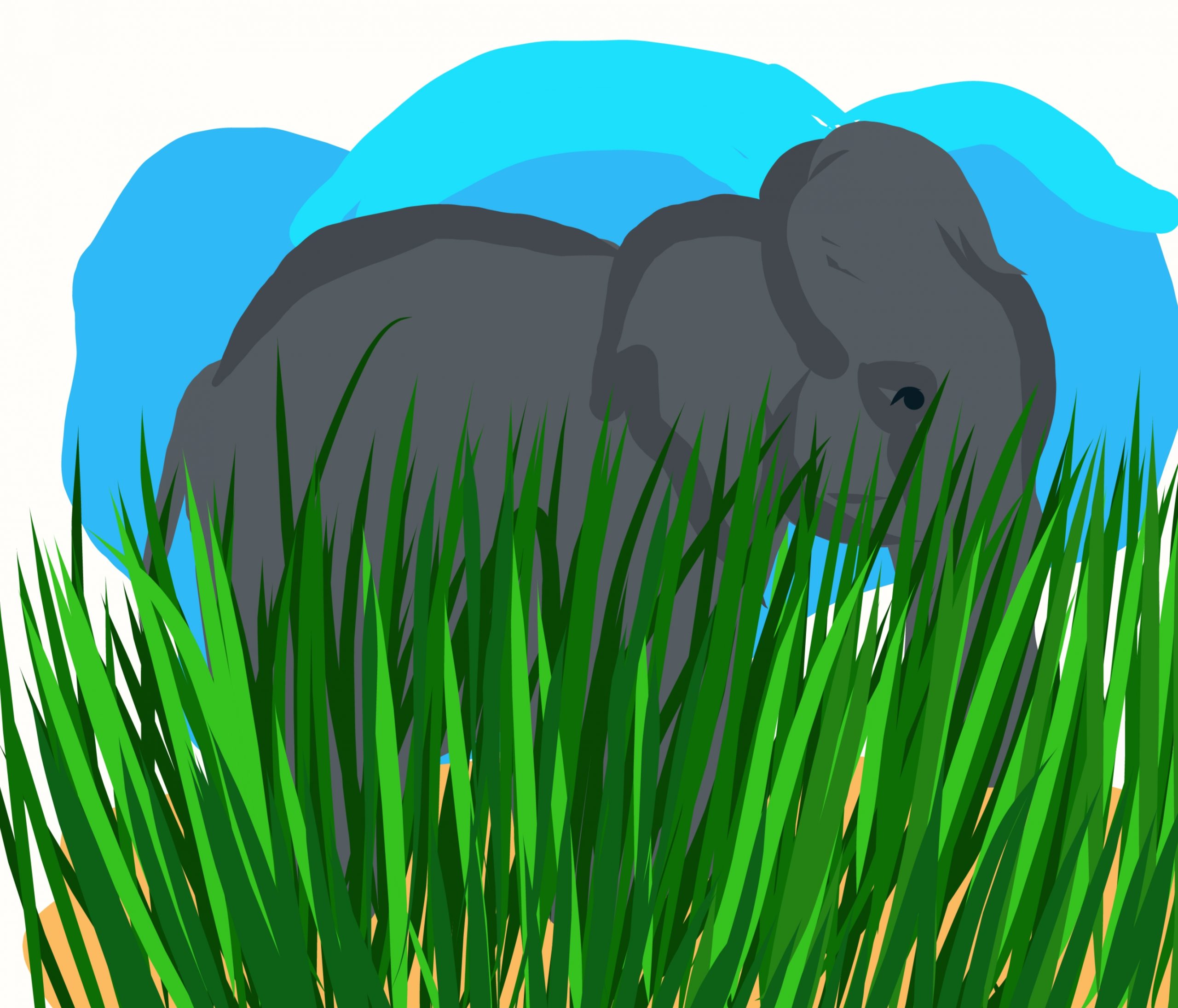 Elephant and grass illustration