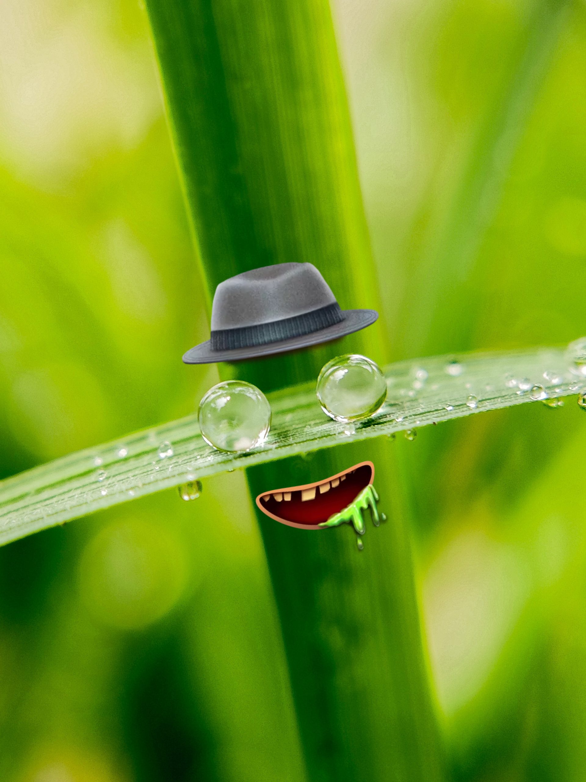 Emoji illustration on plant