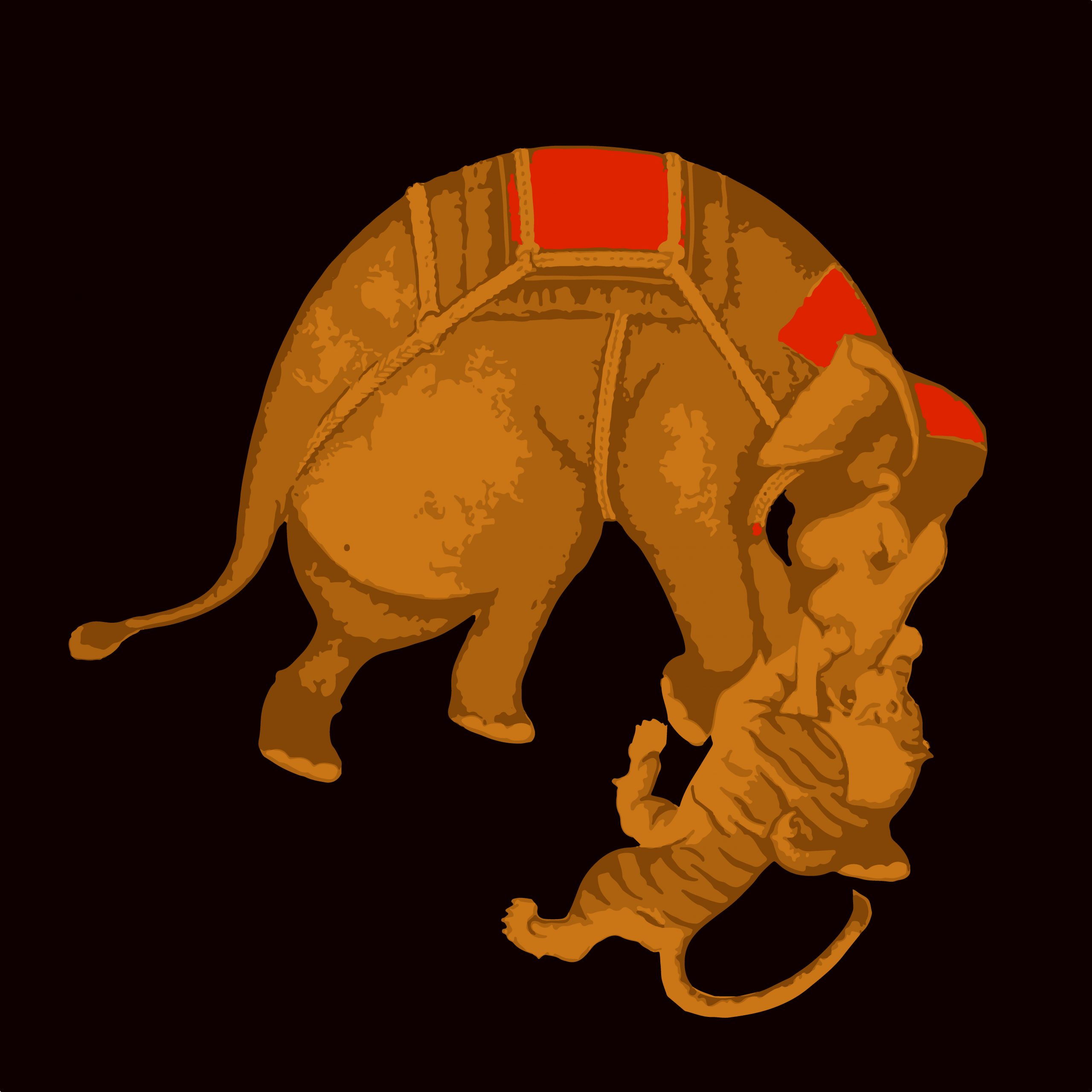 ILLUSTRATION of elephant and tiger
