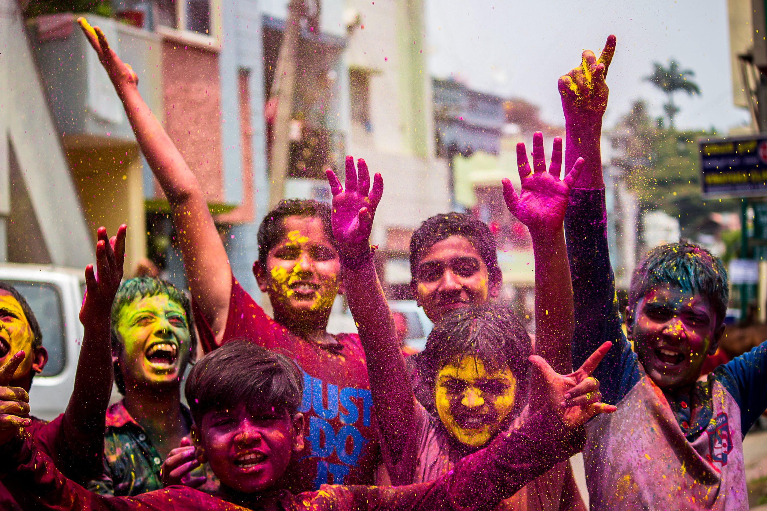 Kids Celebrating Holi festival