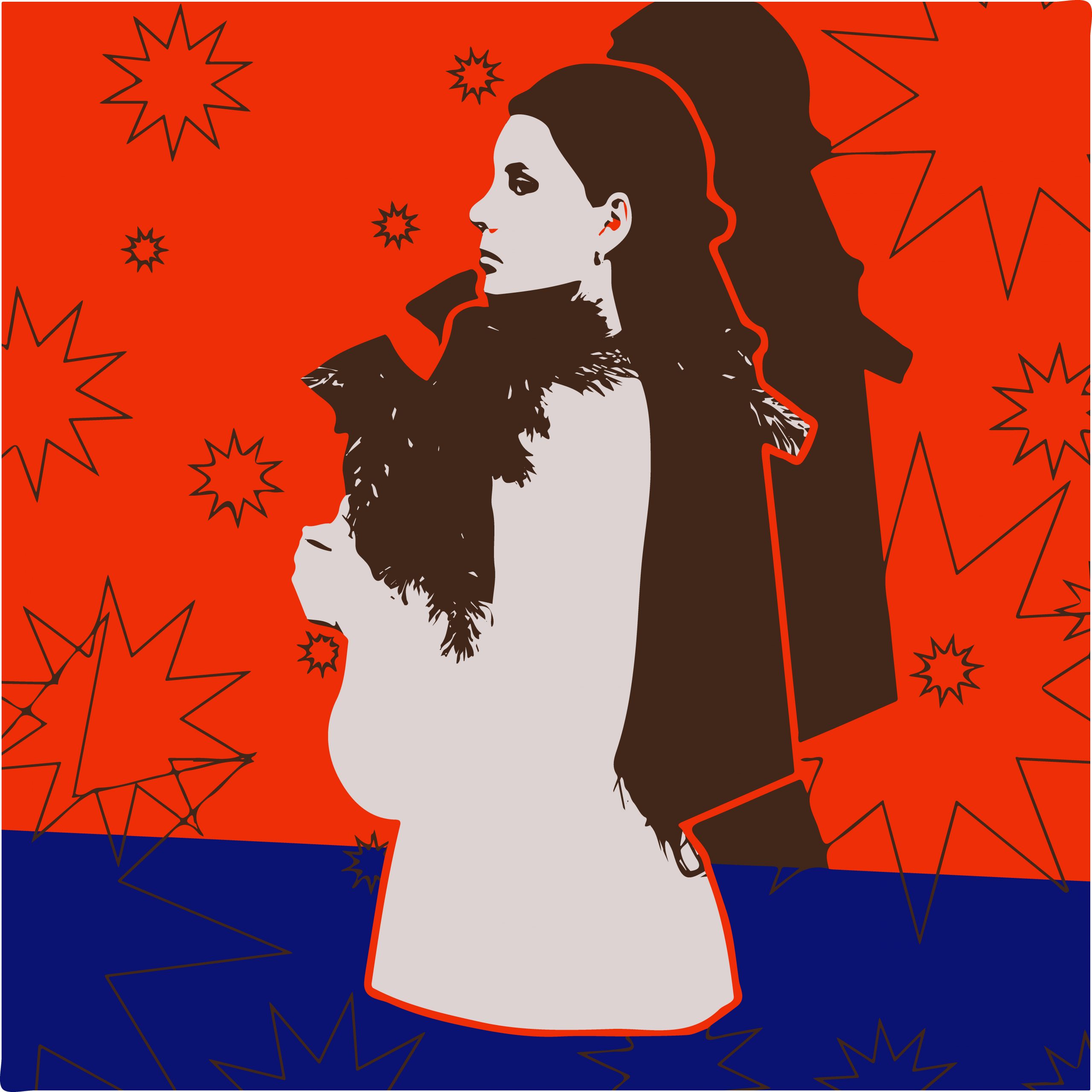 PORTRAIT ILLUSTRATION of girl with star background