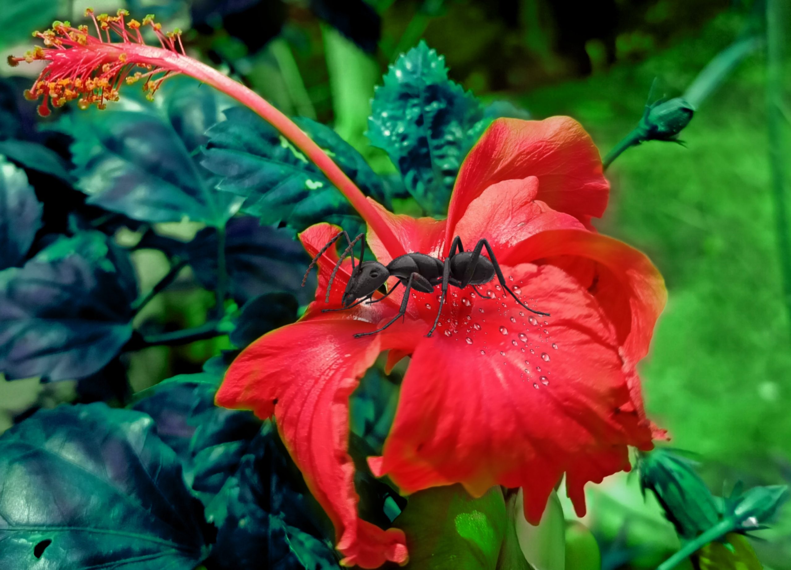 An ant on Hibiscus flower