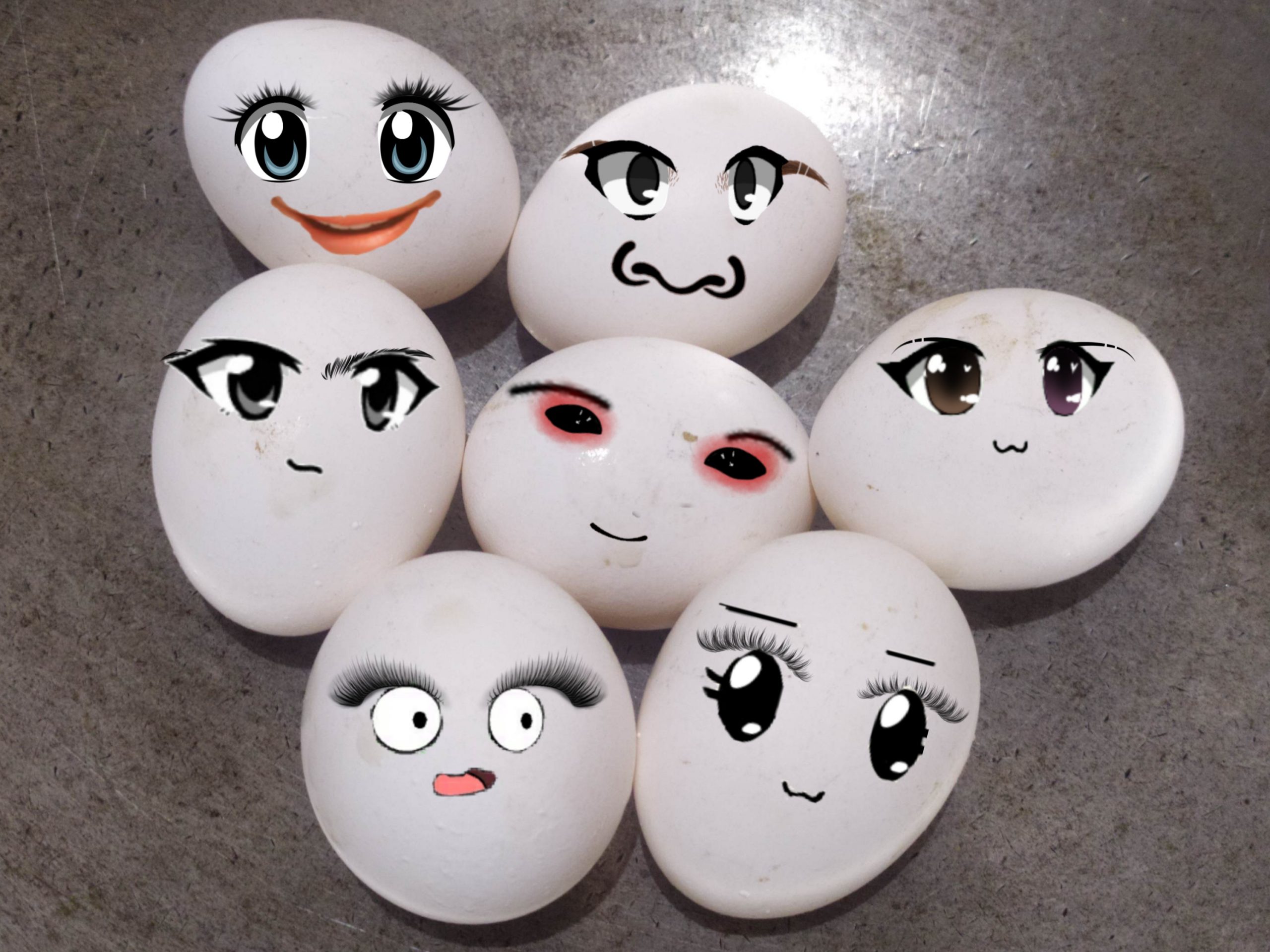 Facial expressions made on eggs