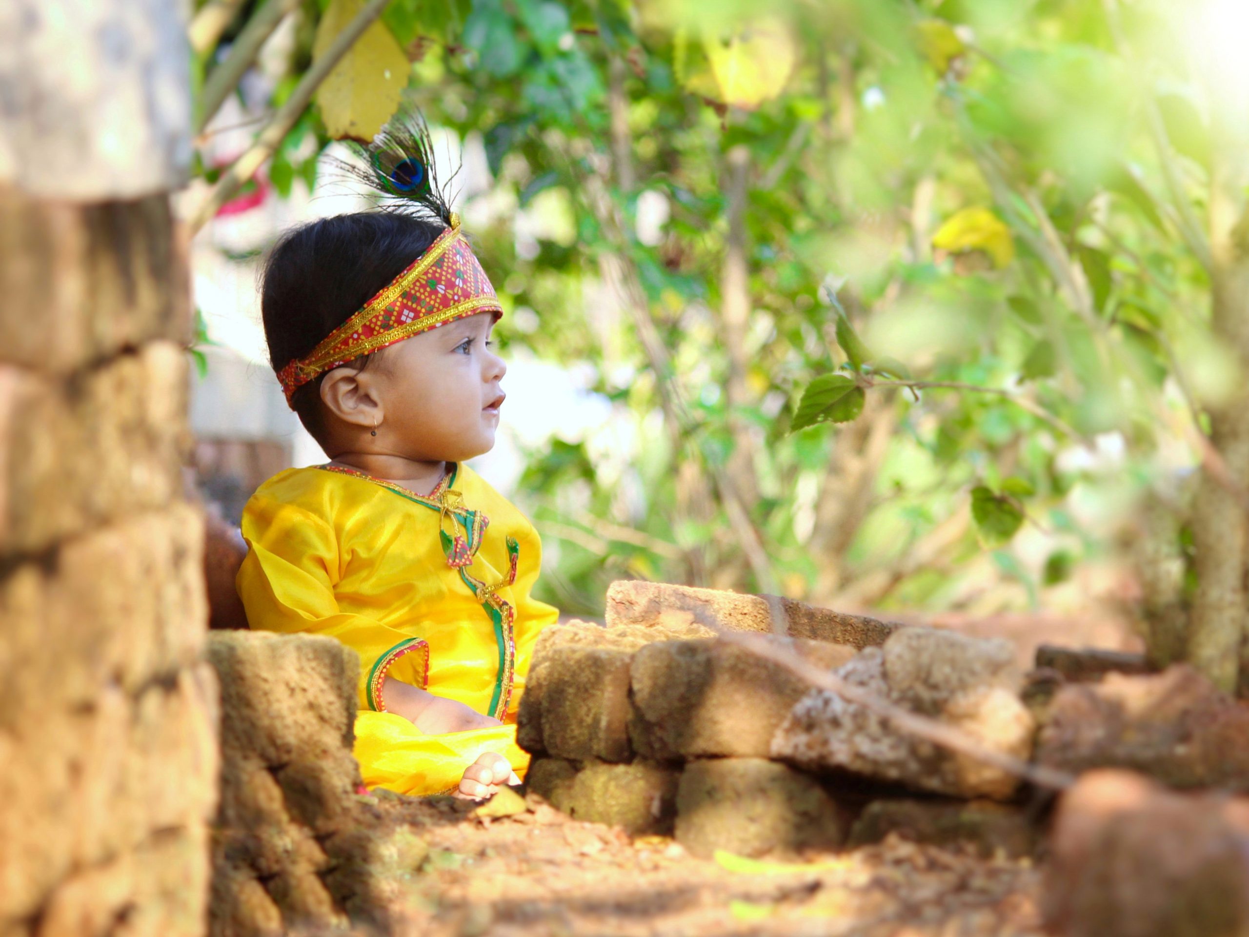 Little Kid in Krishna outfit